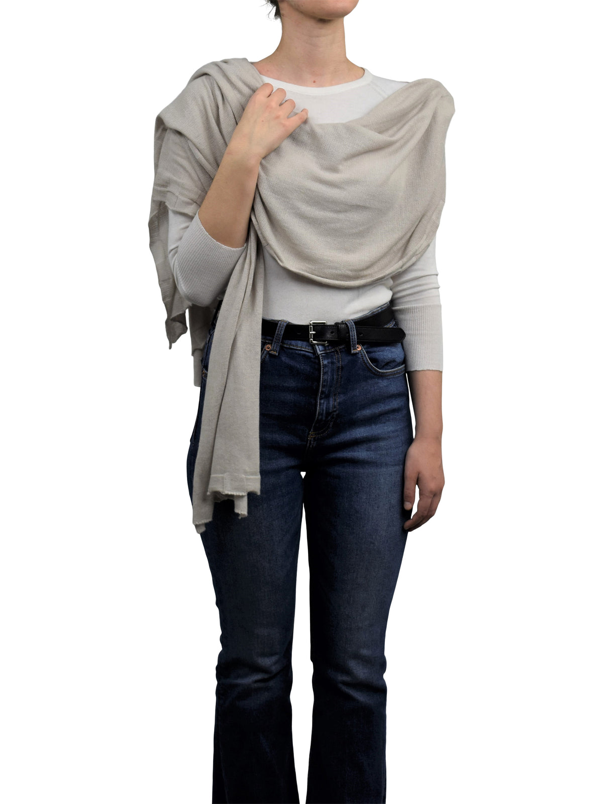 Beige Women's Cotton and Cashmere Wrap