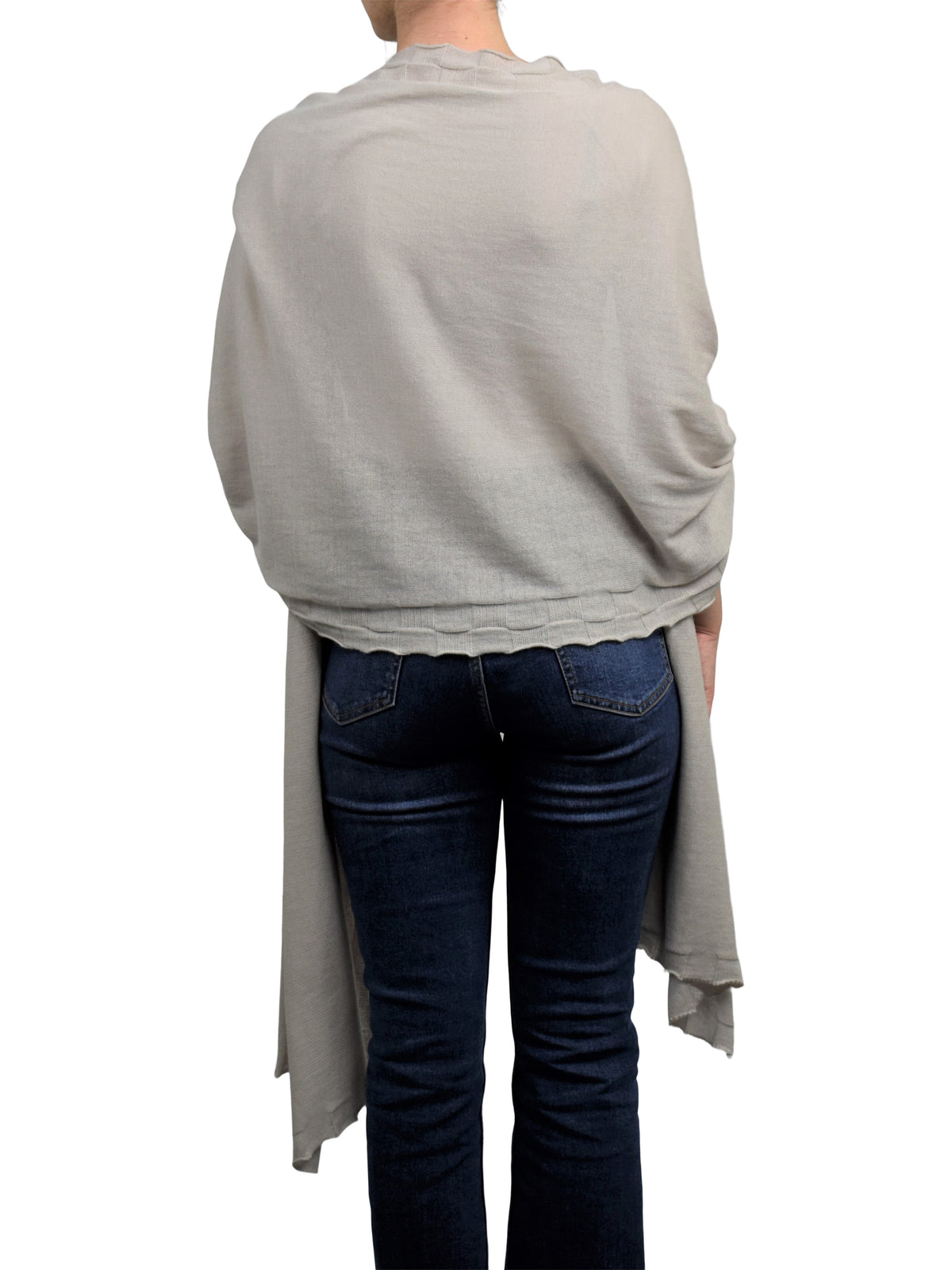 Beige Women's Cotton and Cashmere Wrap, view 4