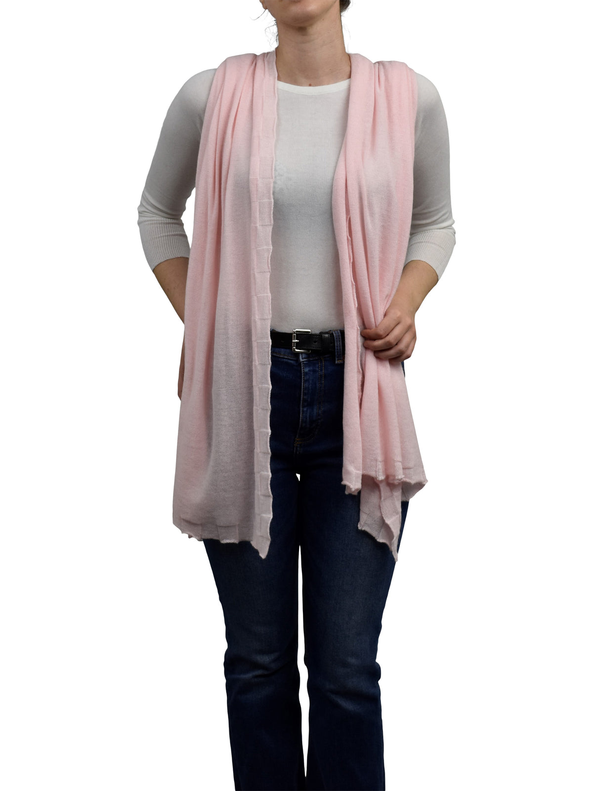 Pink Women's Cotton and Cashmere Wrap, view 2