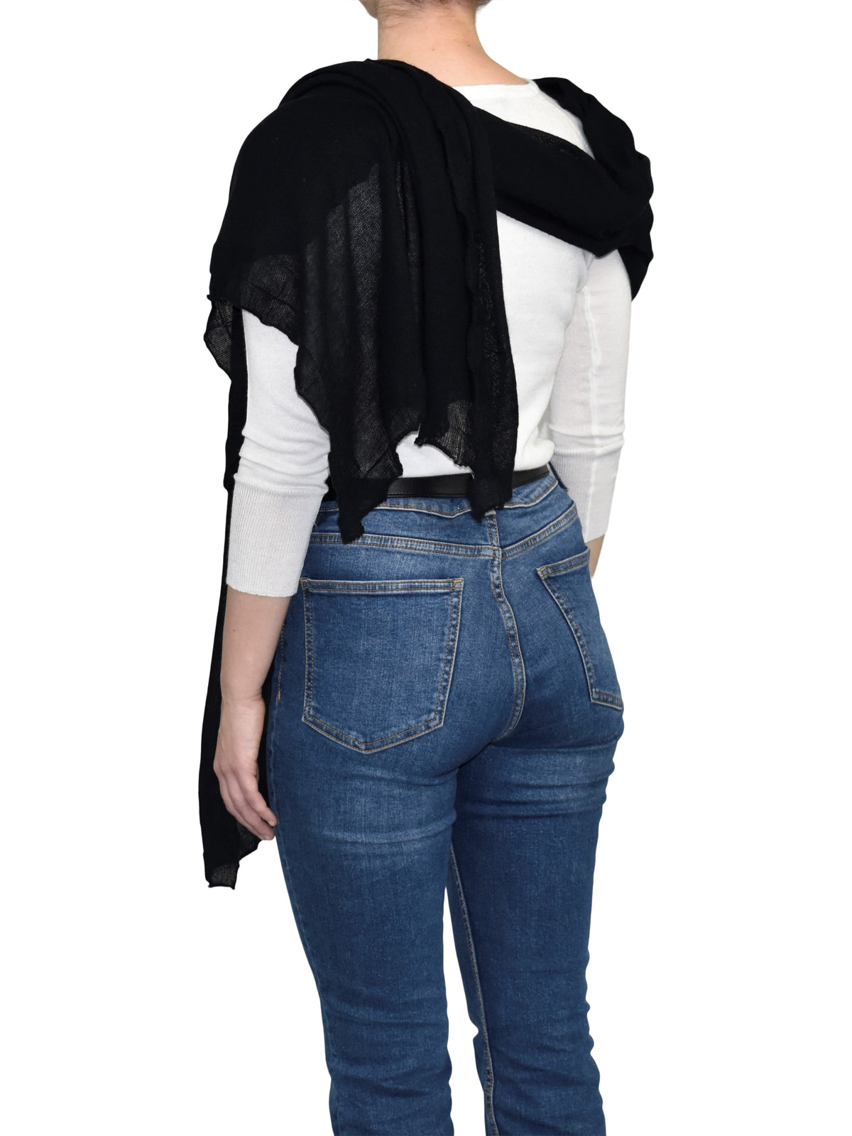 Black Women's Cotton and Cashmere Wrap, view 3