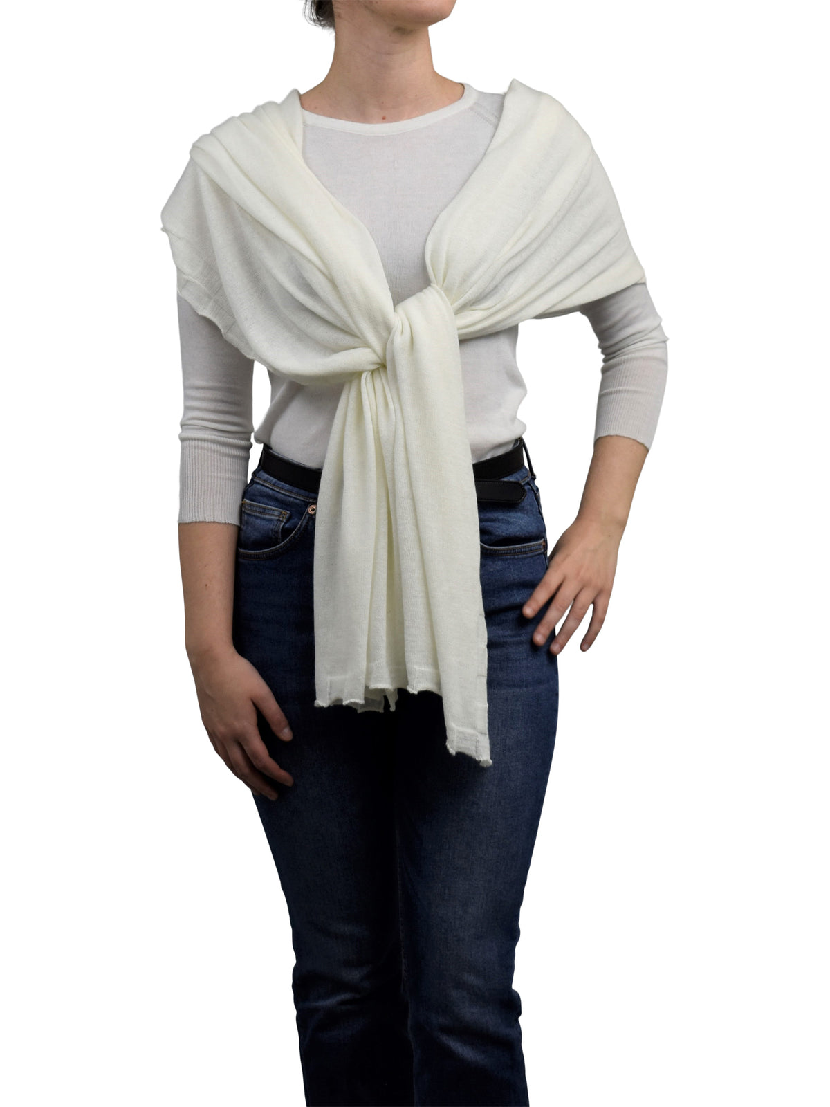 Cream Women's Cotton and Cashmere Wrap