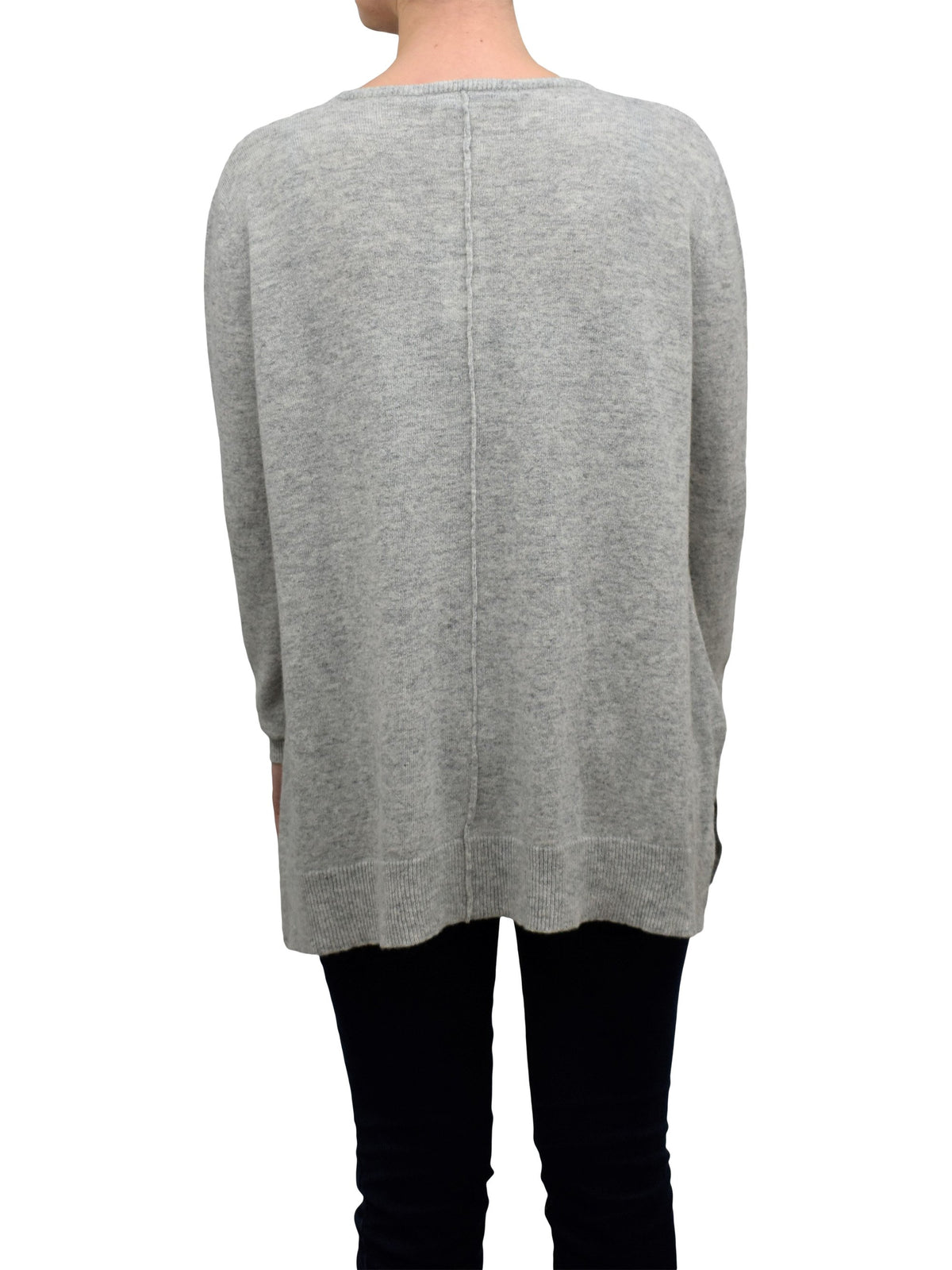 Gray Women's A-Line Cashmere Blend Oversized Sweater, view 3