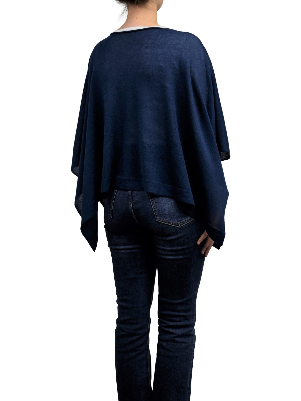 Blue Cotton and Cashmere Poncho, view 4