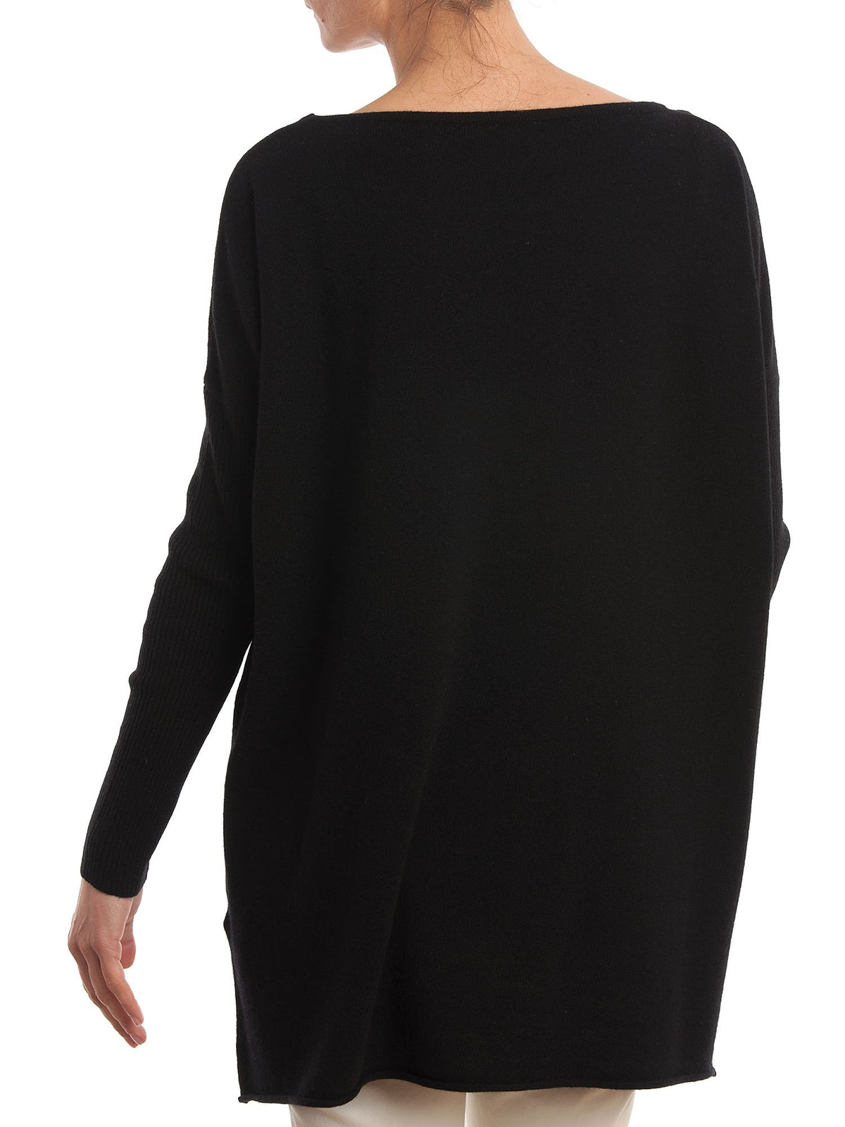 Black Women's Cashmere Blend Oversized Sweater, view 3