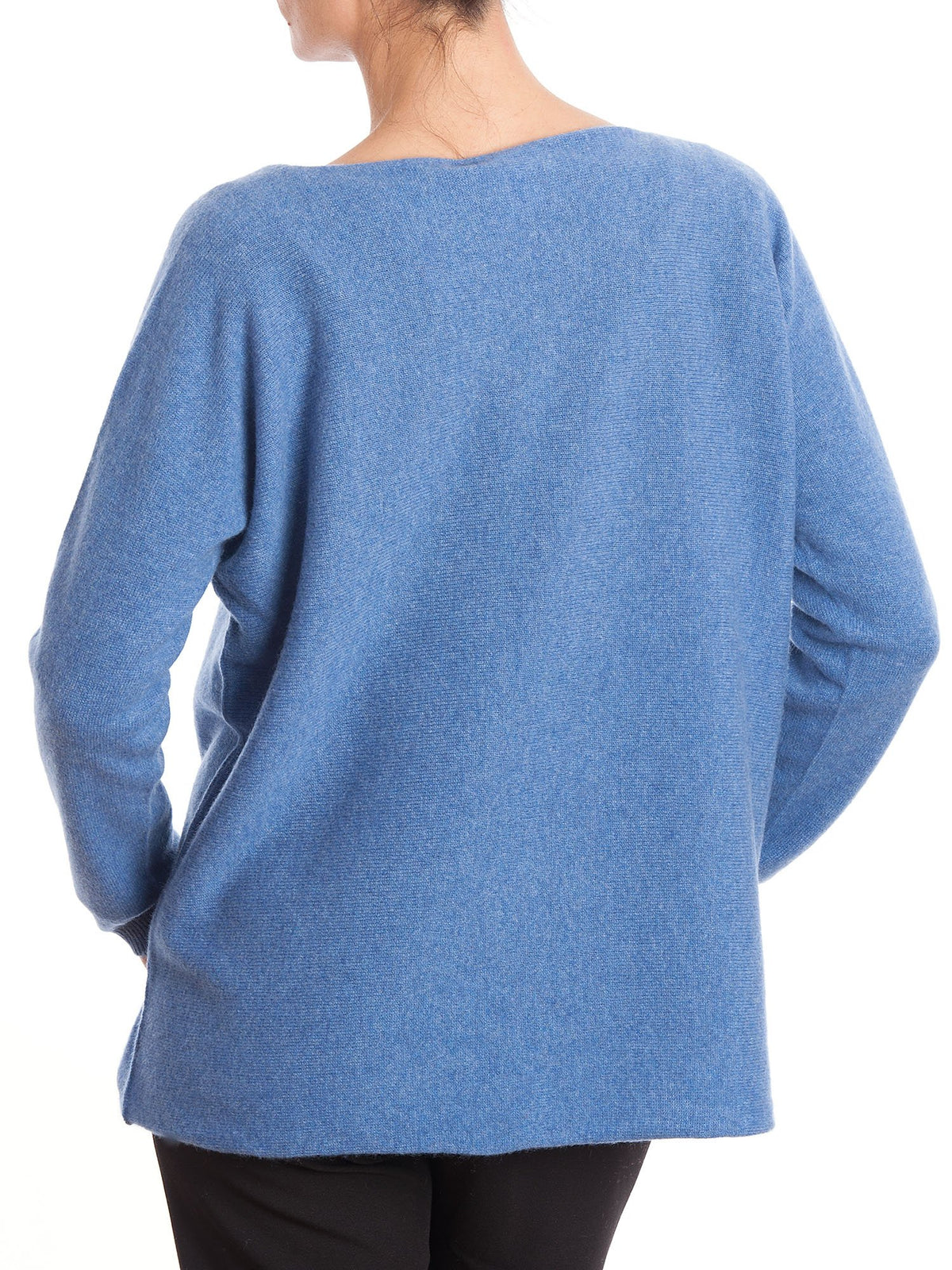 Light Blue Women's 100% Cashmere Oversized Sweater, view 3
