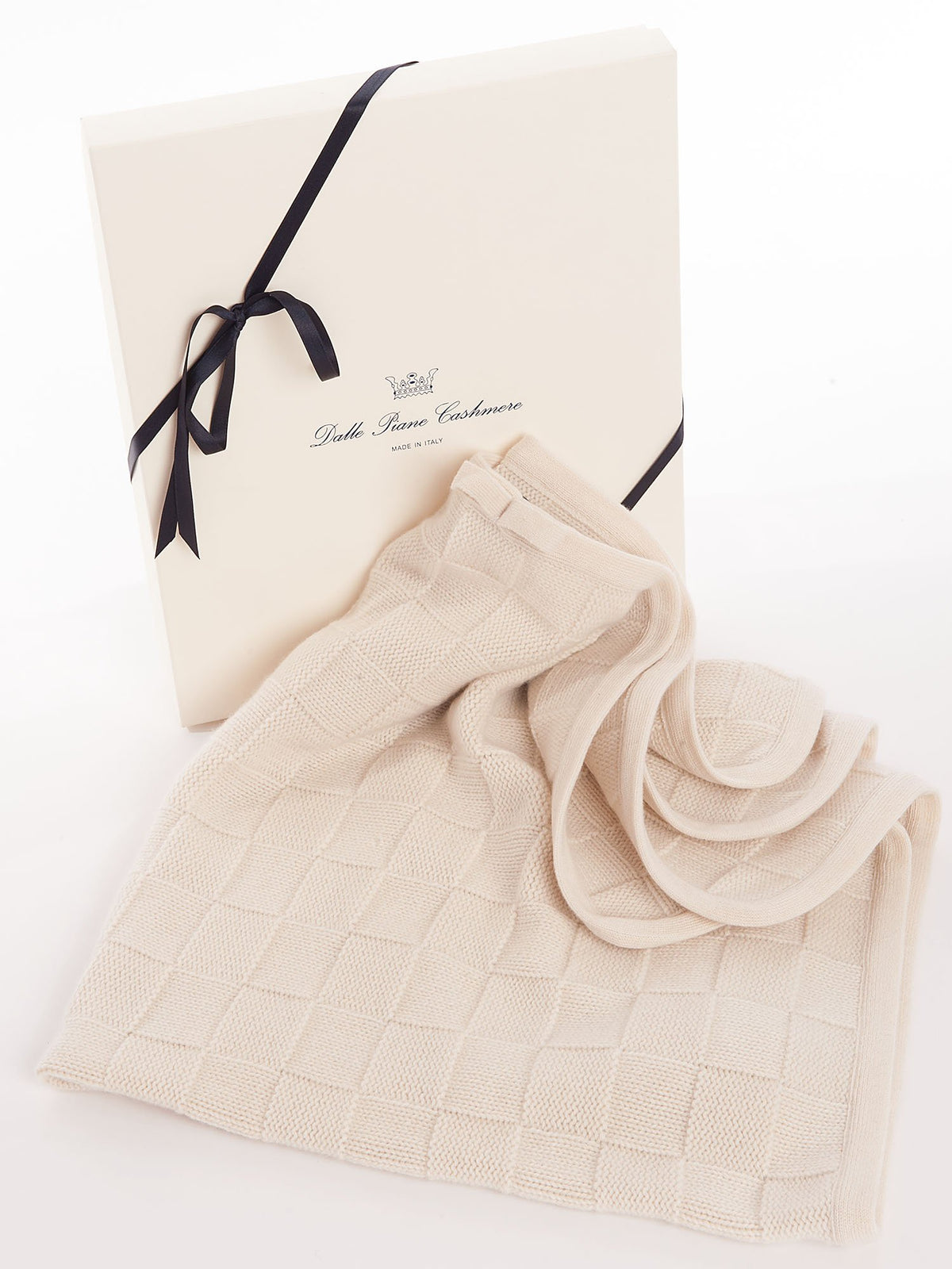 Cream 100% Cashmere Baby Blanket With Contrast Edge