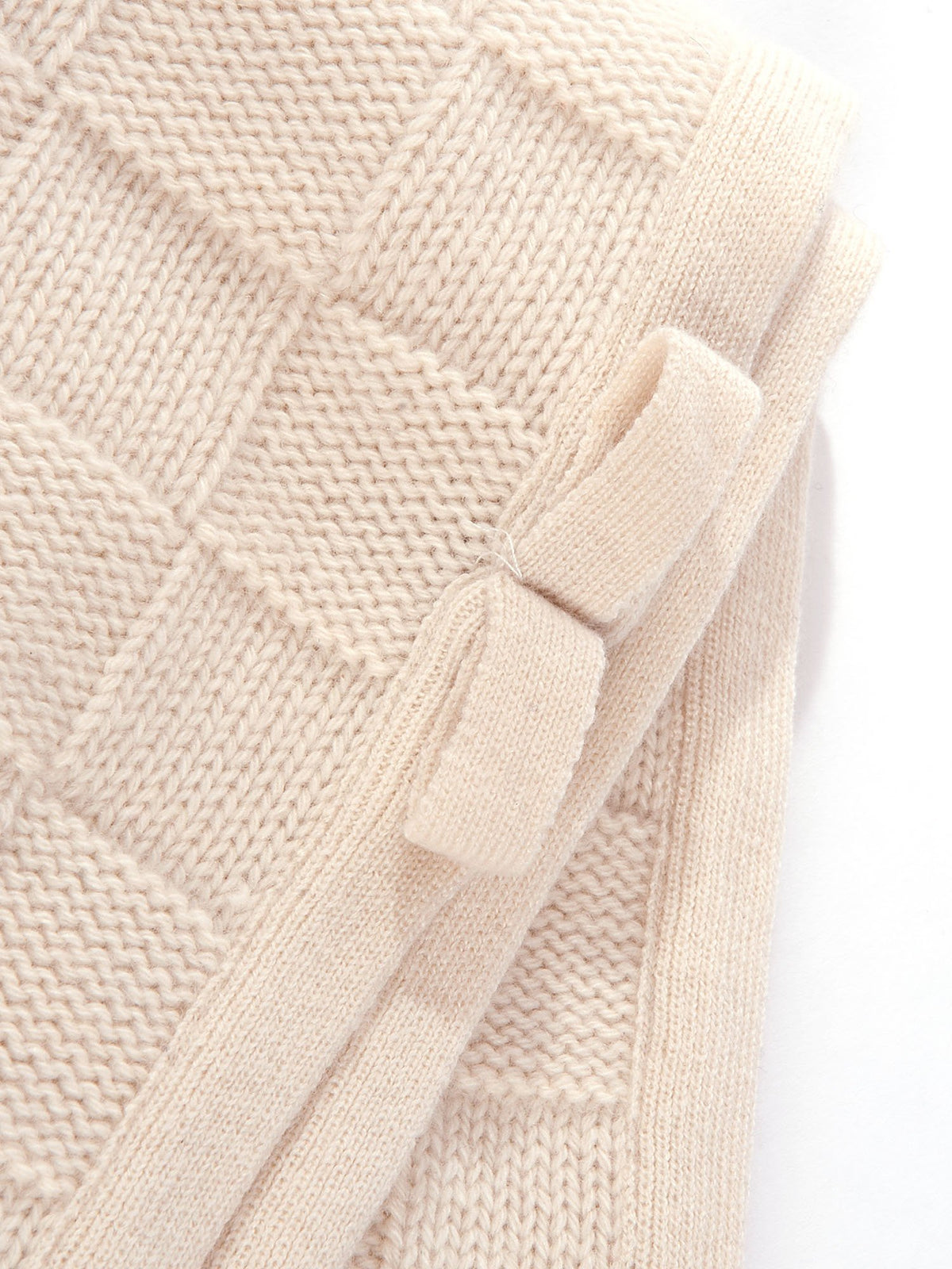 Cream 100% Cashmere Baby Blanket With Contrast Edge, view 3