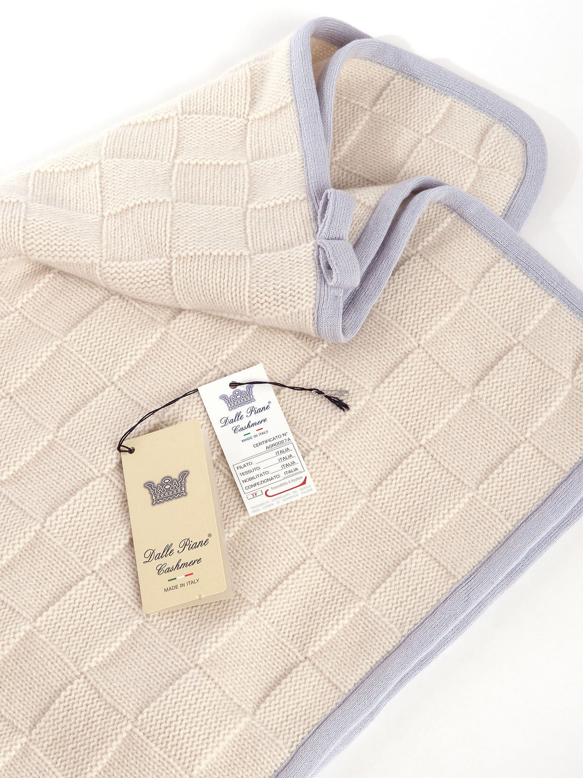 Sky 100% Cashmere Baby Blanket With Contrast Edge, view 4
