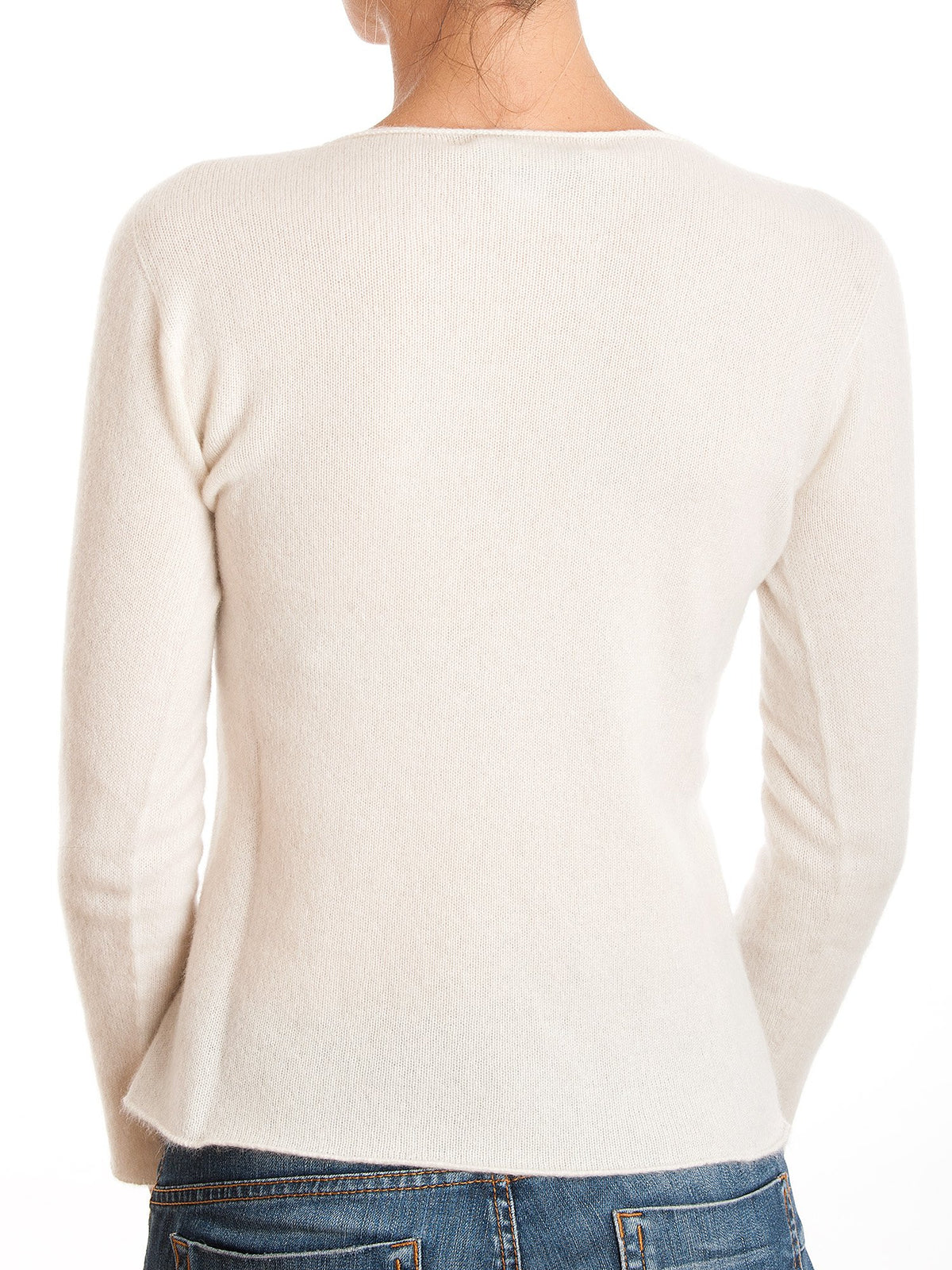 Cream Women's 100% Cashmere Crewneck, view 3
