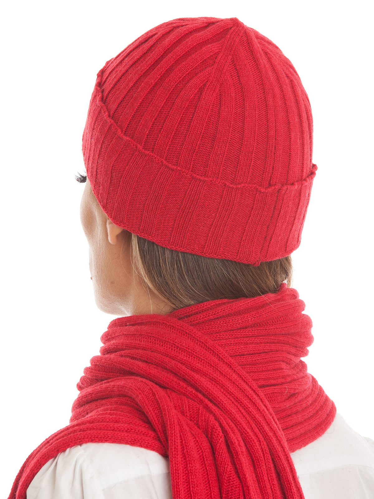 Red Cashmere Blend Scarf and Beanie Set, view 3