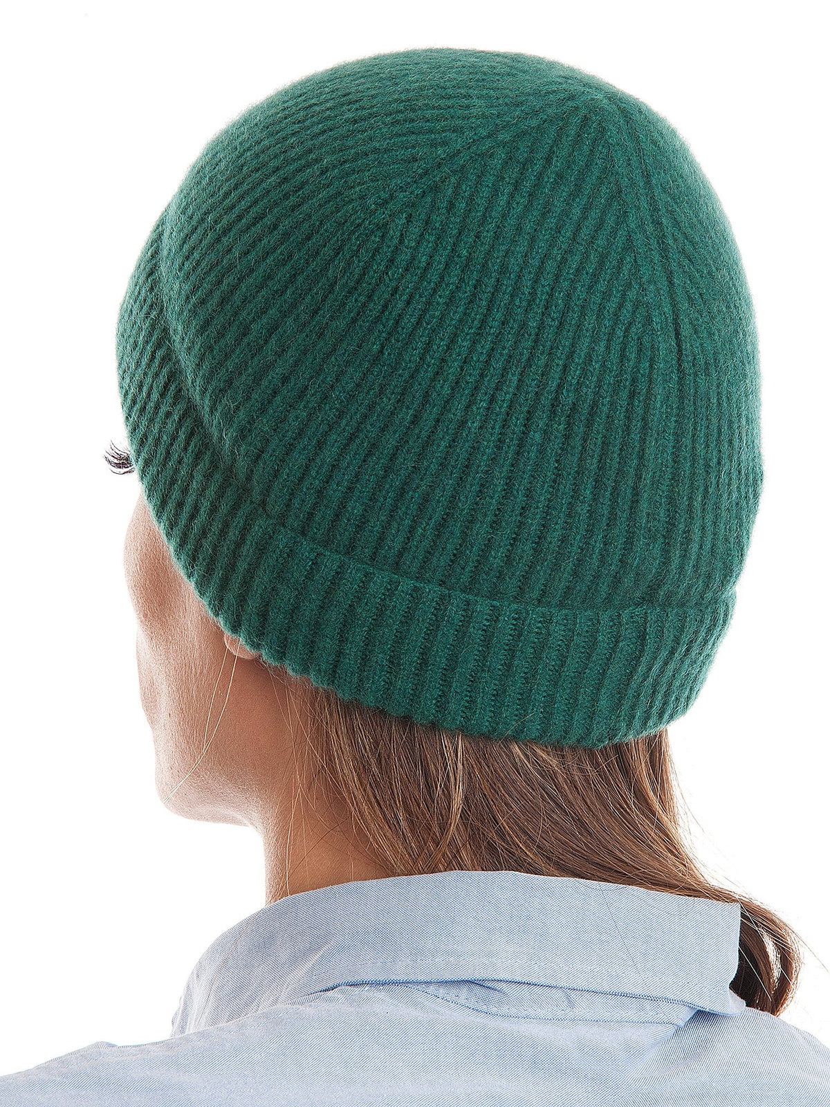 Green Women's Fisherman's Rib 100% Cashmere Beanie