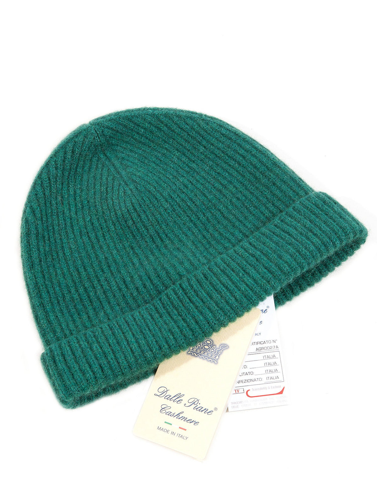 Green Women's Fisherman's Rib 100% Cashmere Beanie, view 2