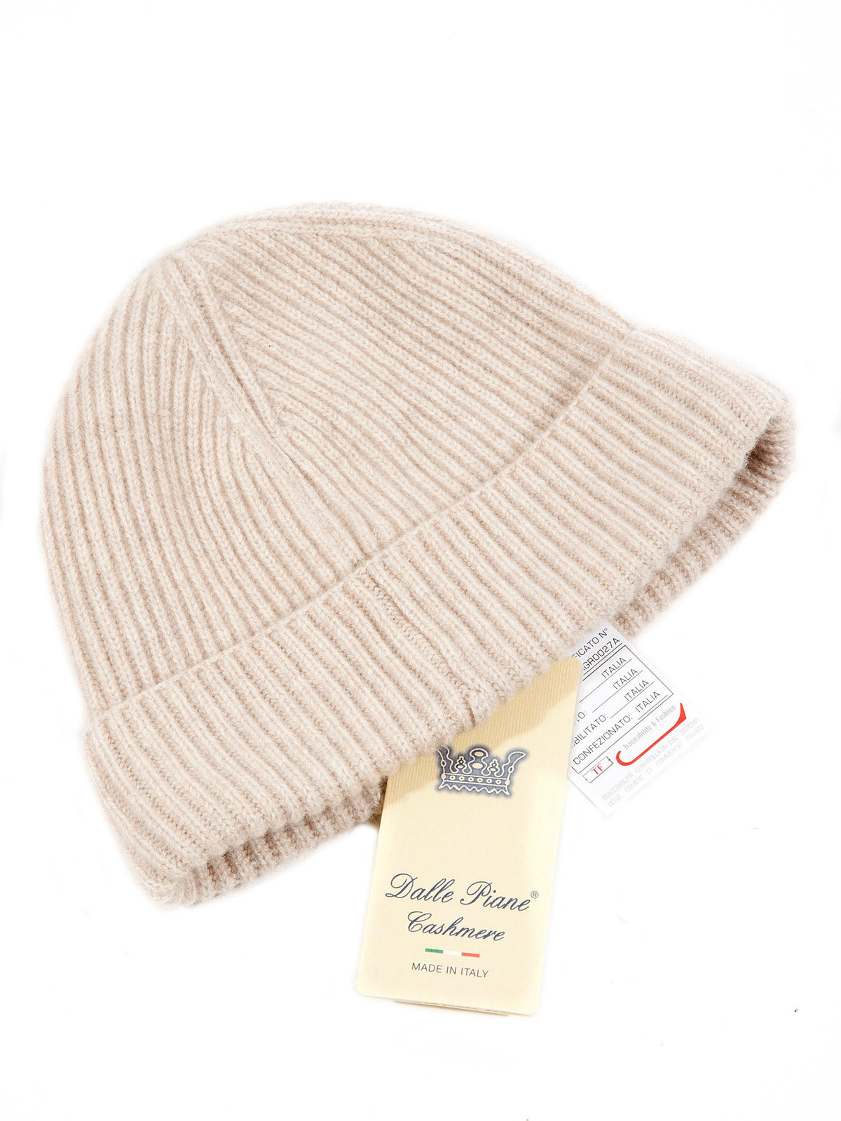 Beige Men's 100% Cashmere Beanie, view 2