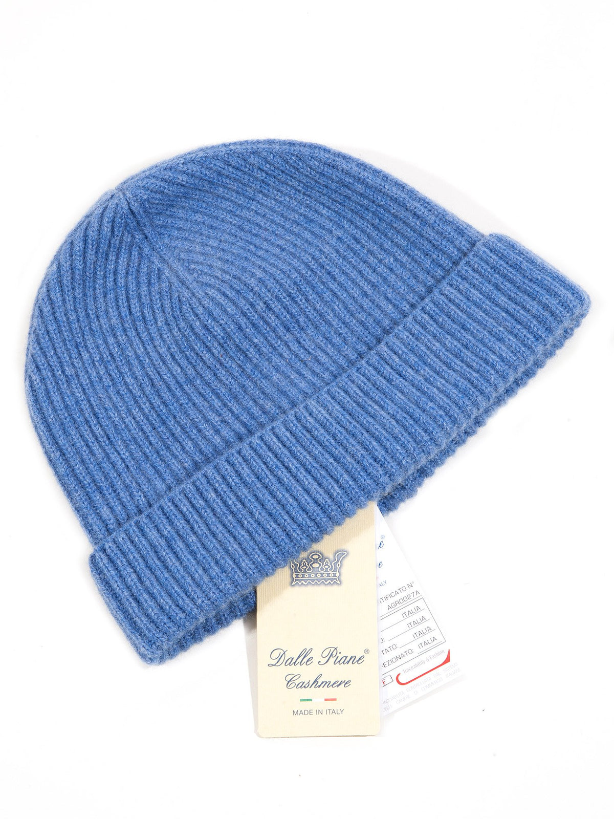 Light Blue Women's Fisherman's Rib 100% Cashmere Beanie, view 2