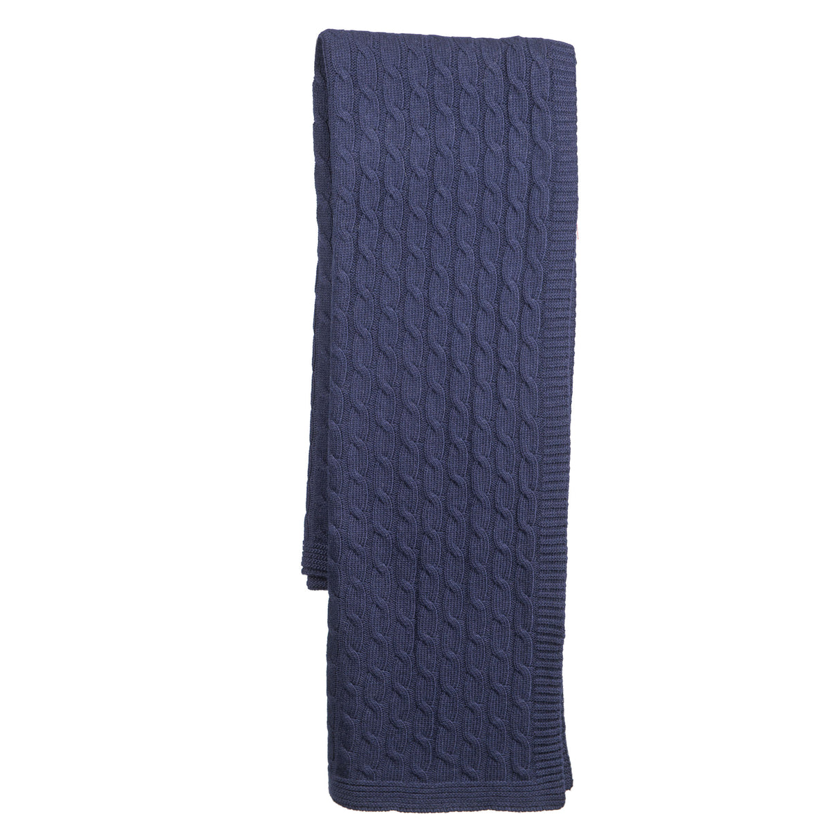 Blue Cable-Knit Cashmere Blend Throw