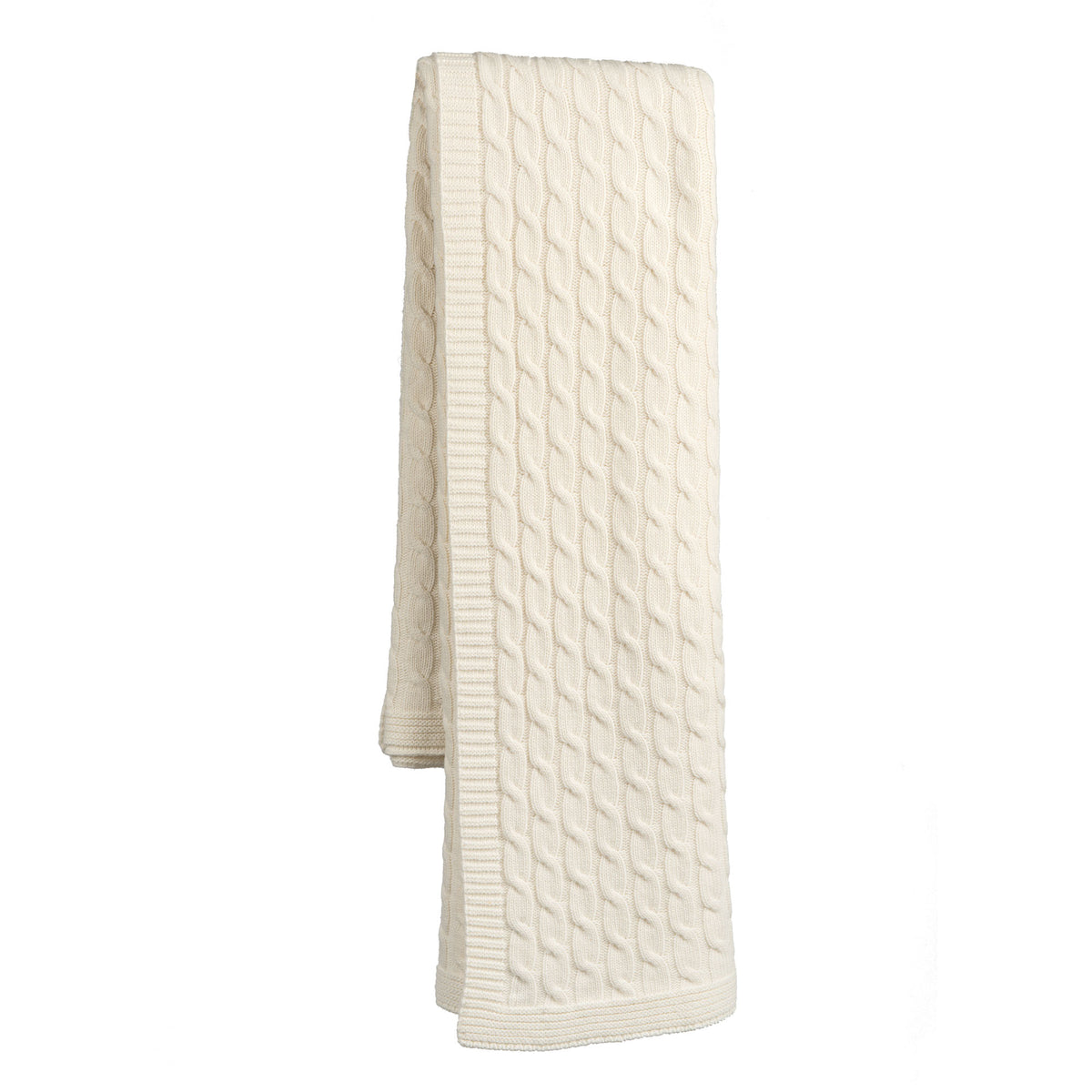 Cream Cable-Knit Cashmere Blend Throw