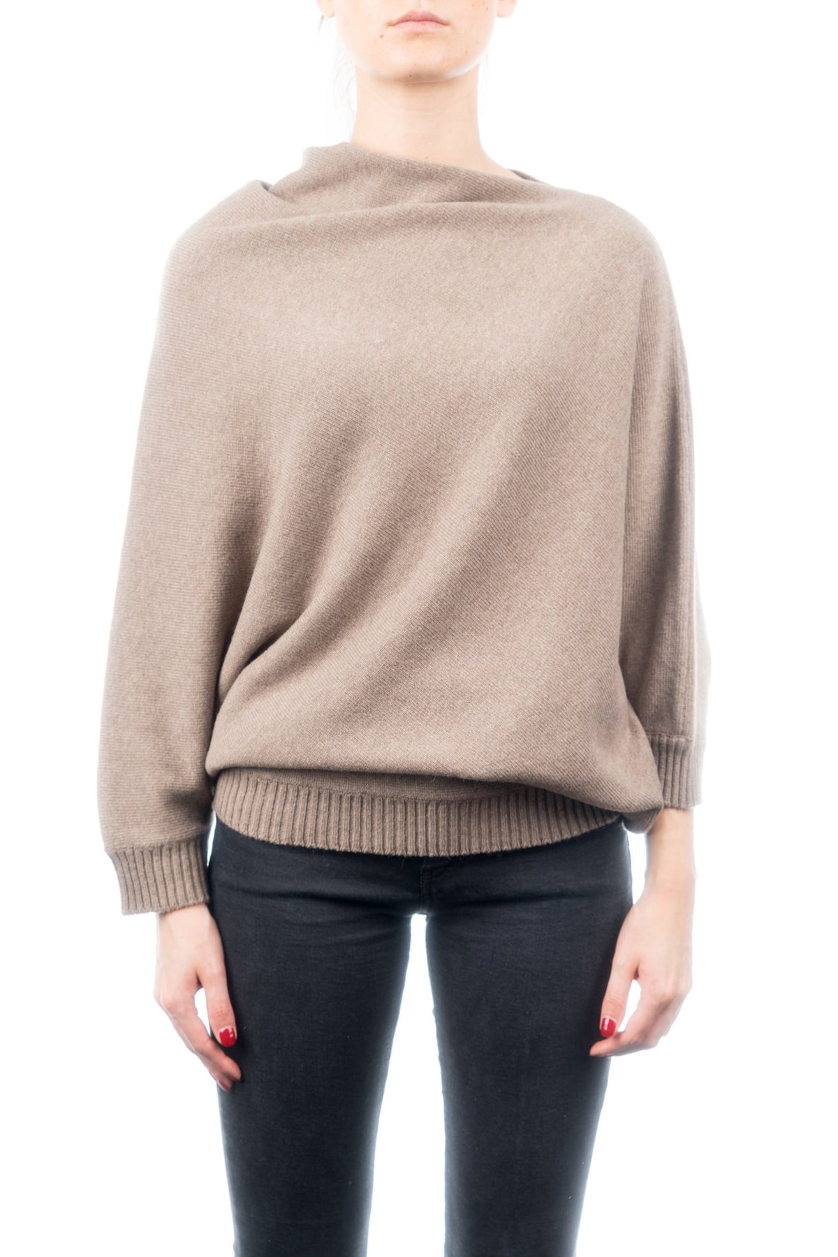 Mink Cashmere Blend Poncho With Sleeves