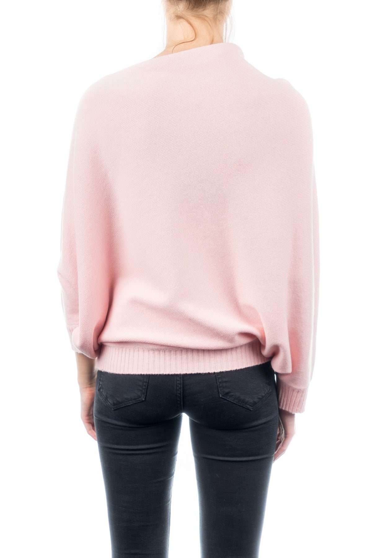 Pink Cashmere Blend Poncho With Sleeves, view 3