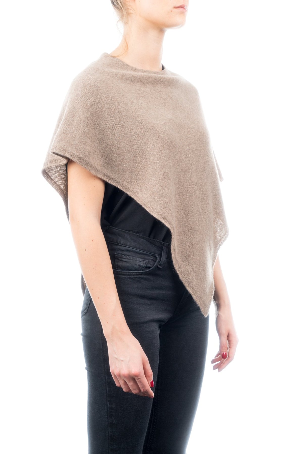Mink Short 100% Cashmere Poncho, view 2