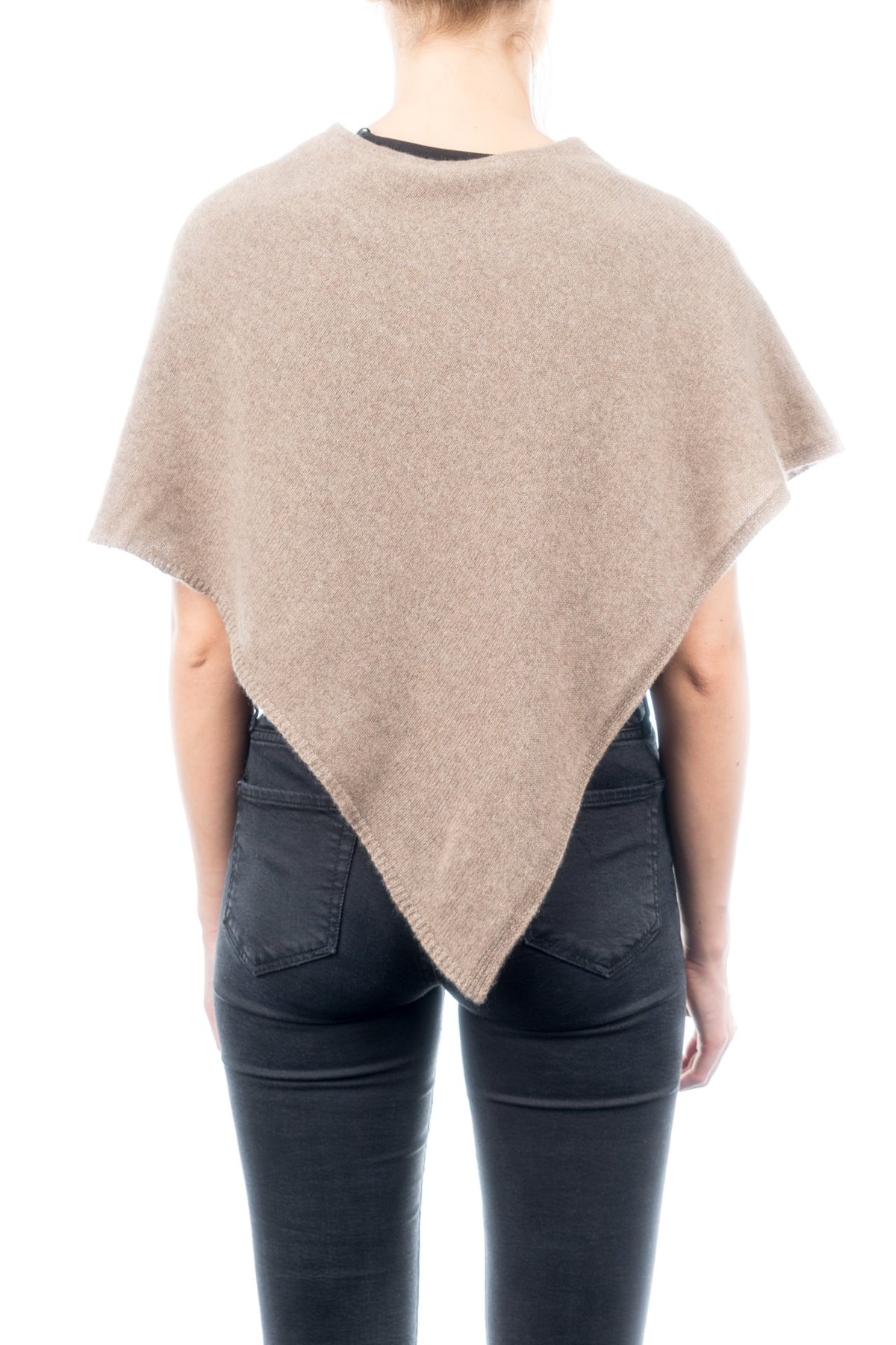 Mink Short 100% Cashmere Poncho, view 3