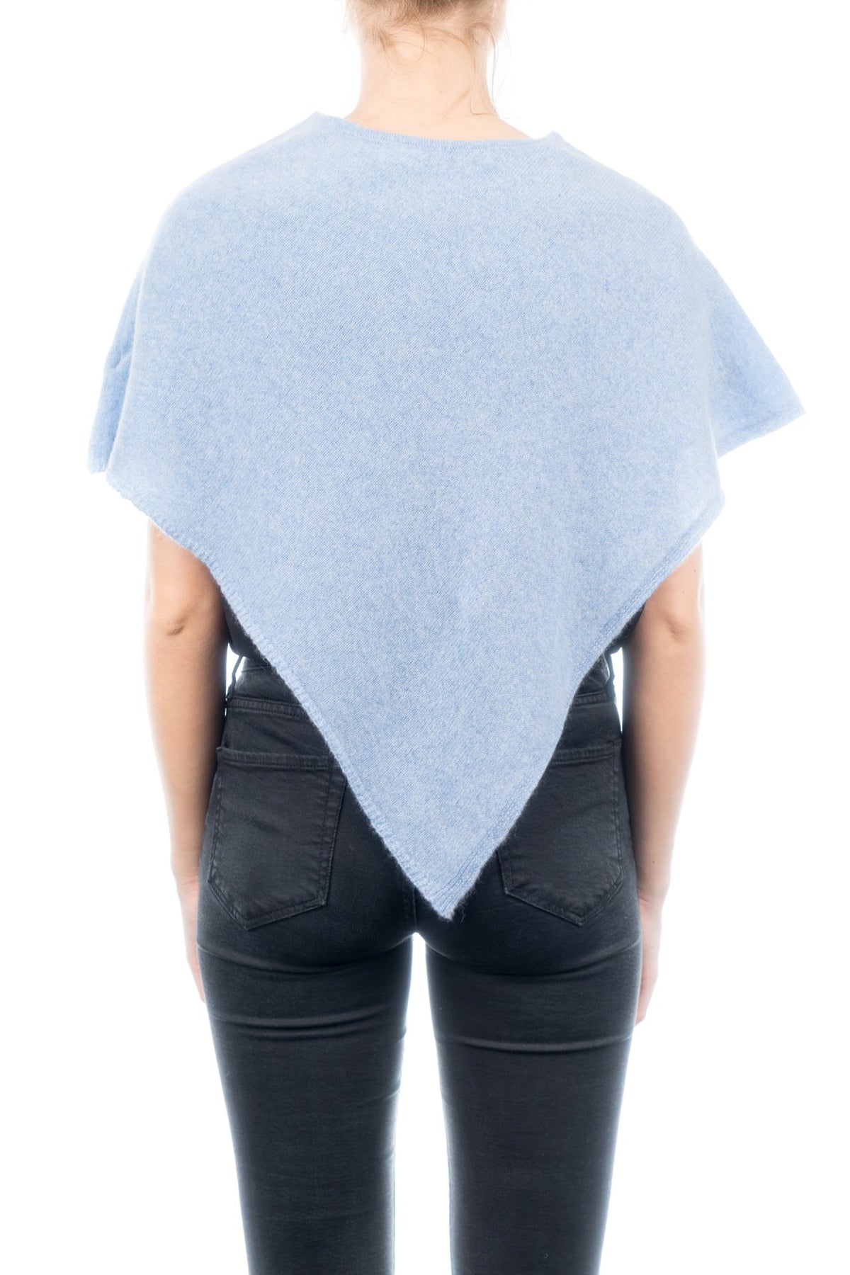 Sky Short 100% Cashmere Poncho, view 3