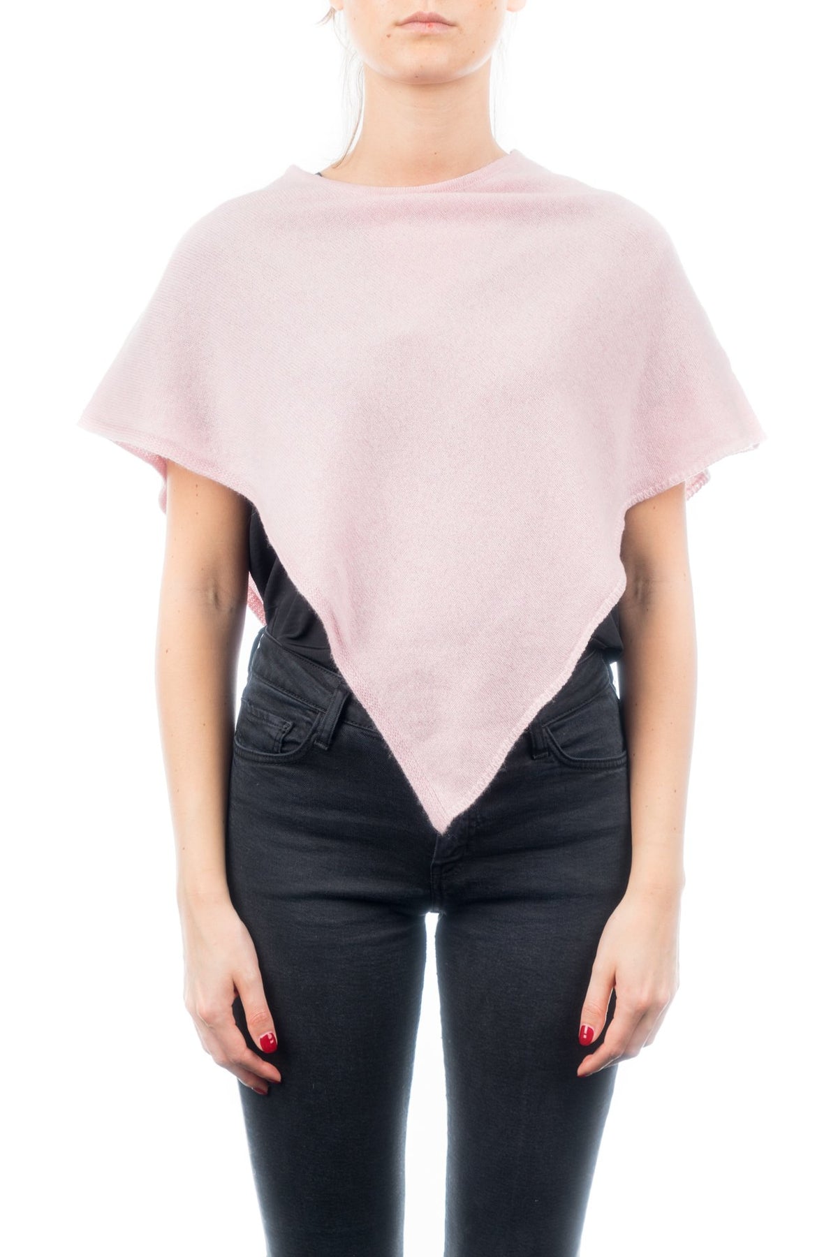 Pink Short 100% Cashmere Poncho