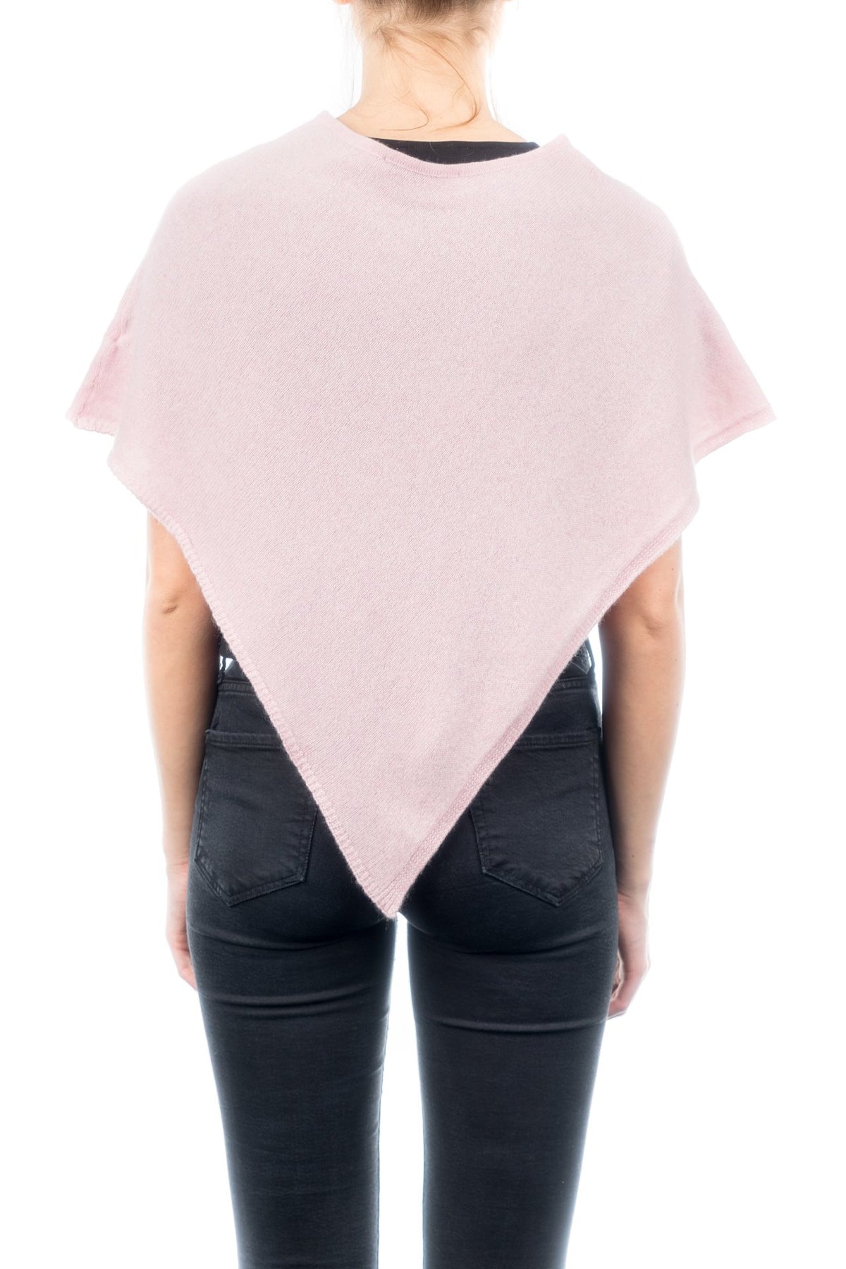 Pink Short 100% Cashmere Poncho, view 3