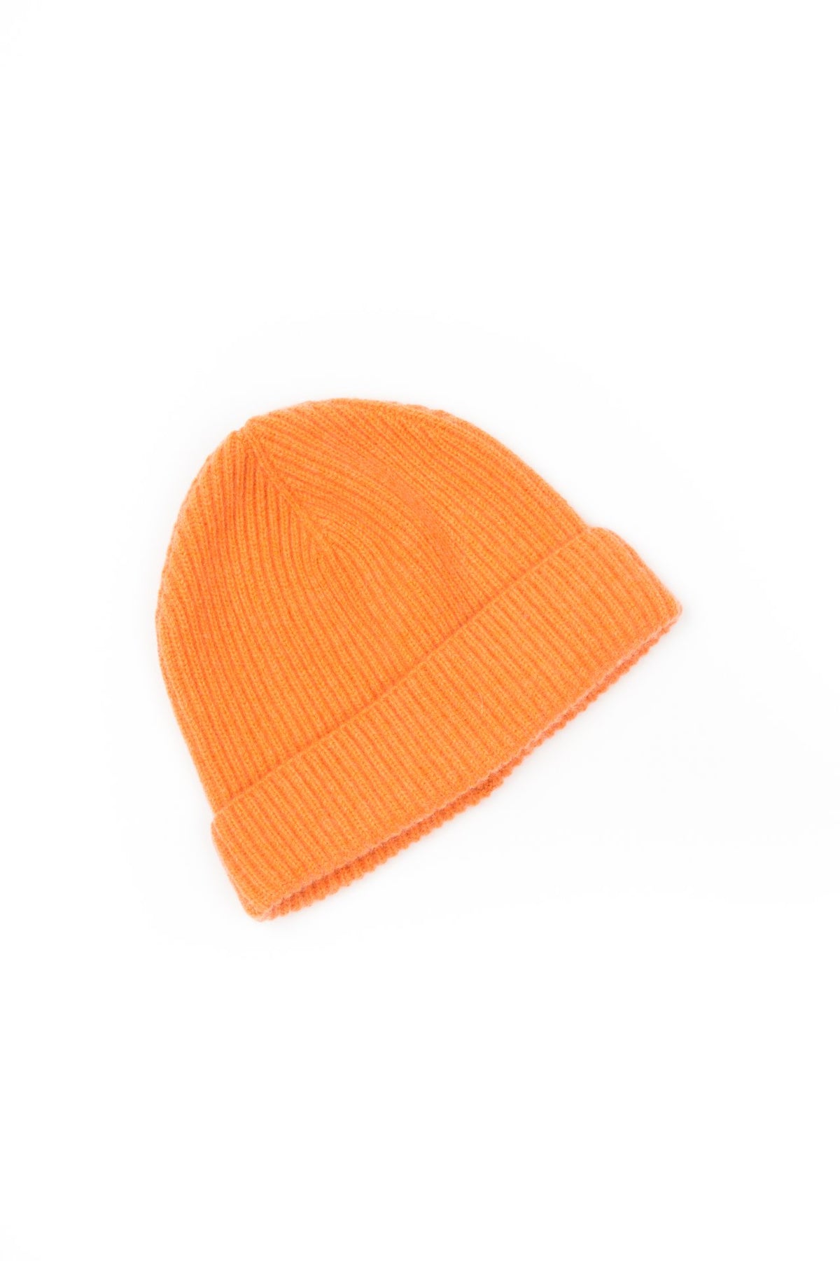 Orange Women's Fisherman's Rib 100% Cashmere Beanie, view 2