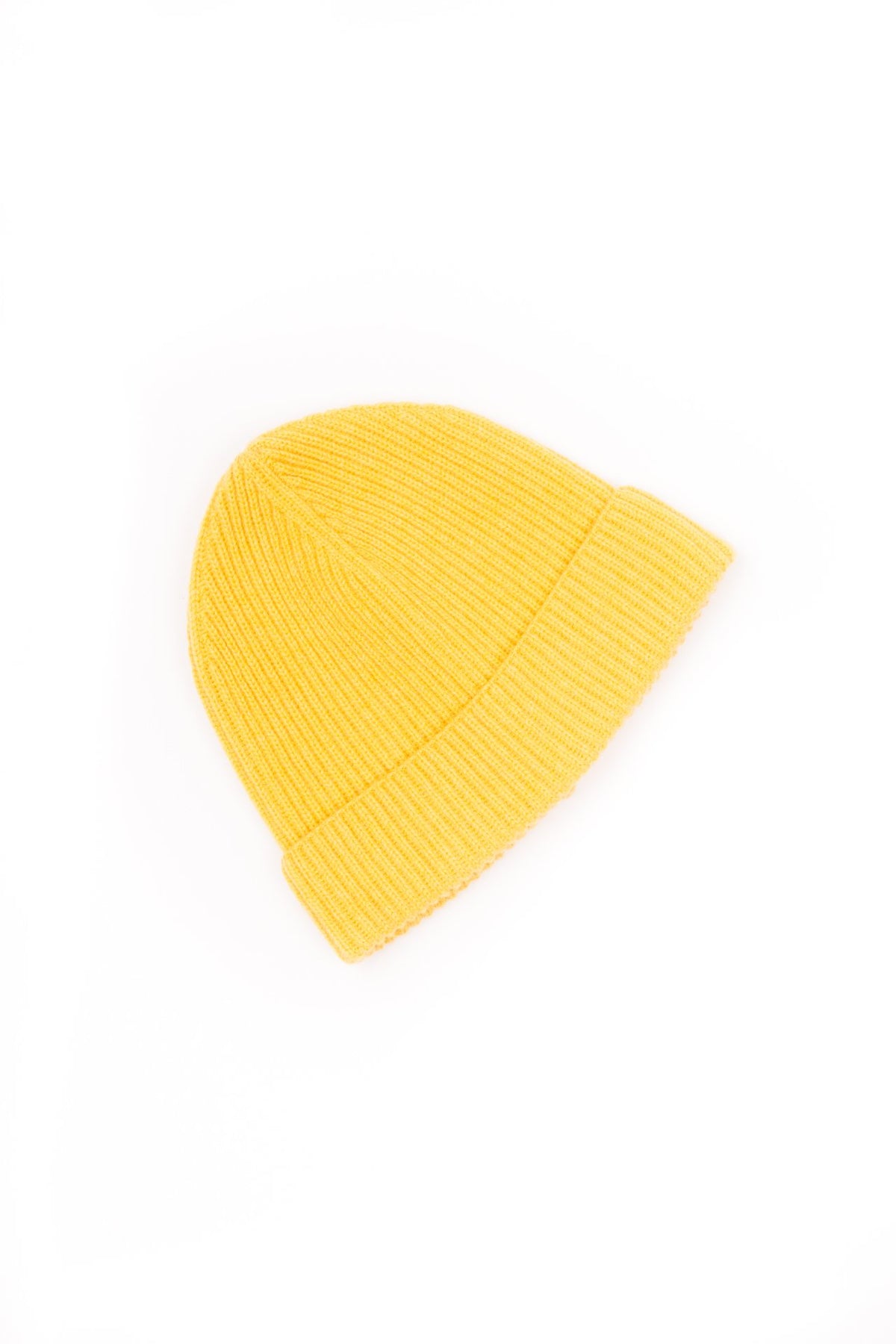 Yellow Women's Fisherman's Rib 100% Cashmere Beanie, view 2