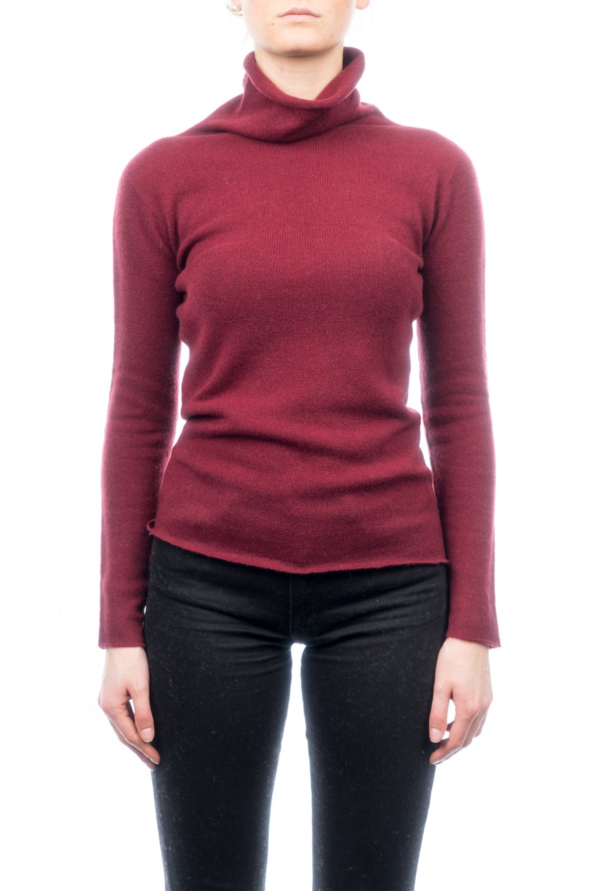 Burgundy Women's 100% Cashmere Turtleneck
