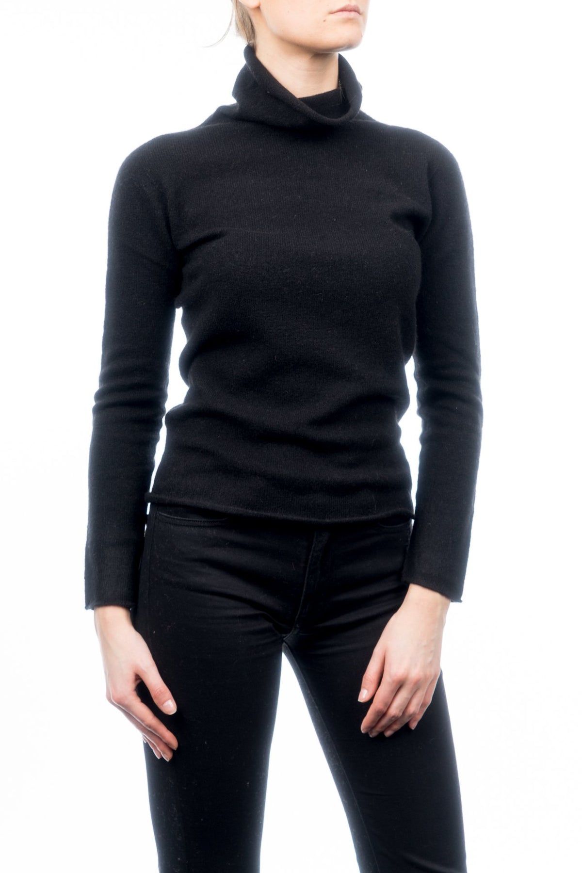Black Women's 100% Cashmere Turtleneck, view 2