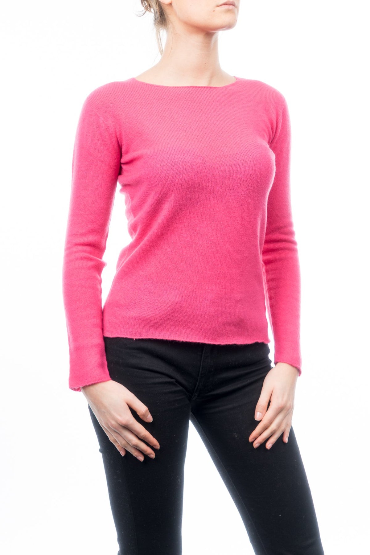 Fuchsia Women's 100% Cashmere Crewneck, view 2