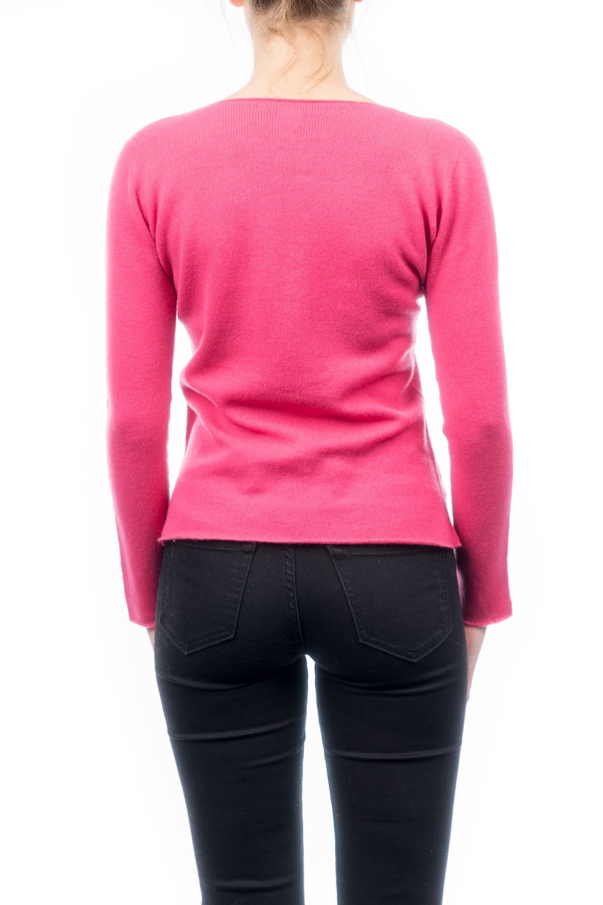 Fuchsia Women's 100% Cashmere Crewneck, view 3