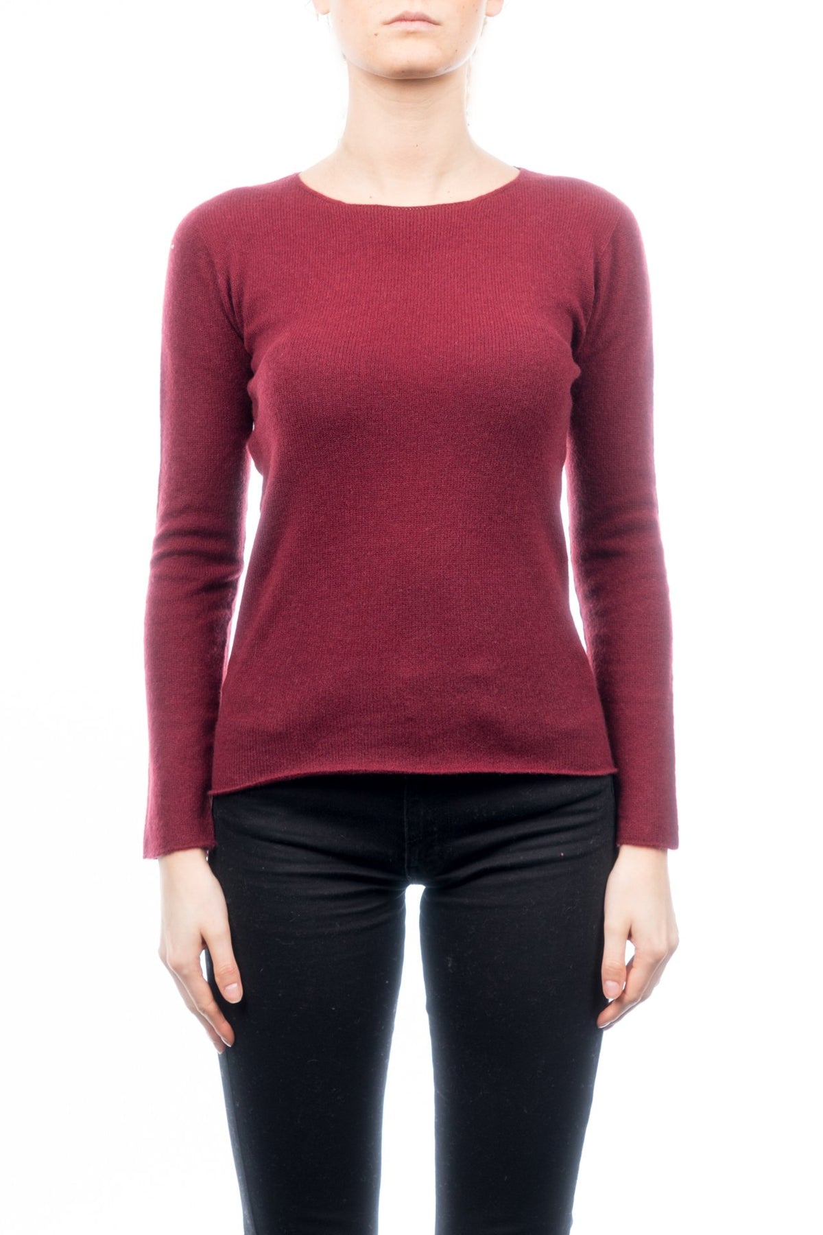 Burgundy Women's 100% Cashmere Crewneck