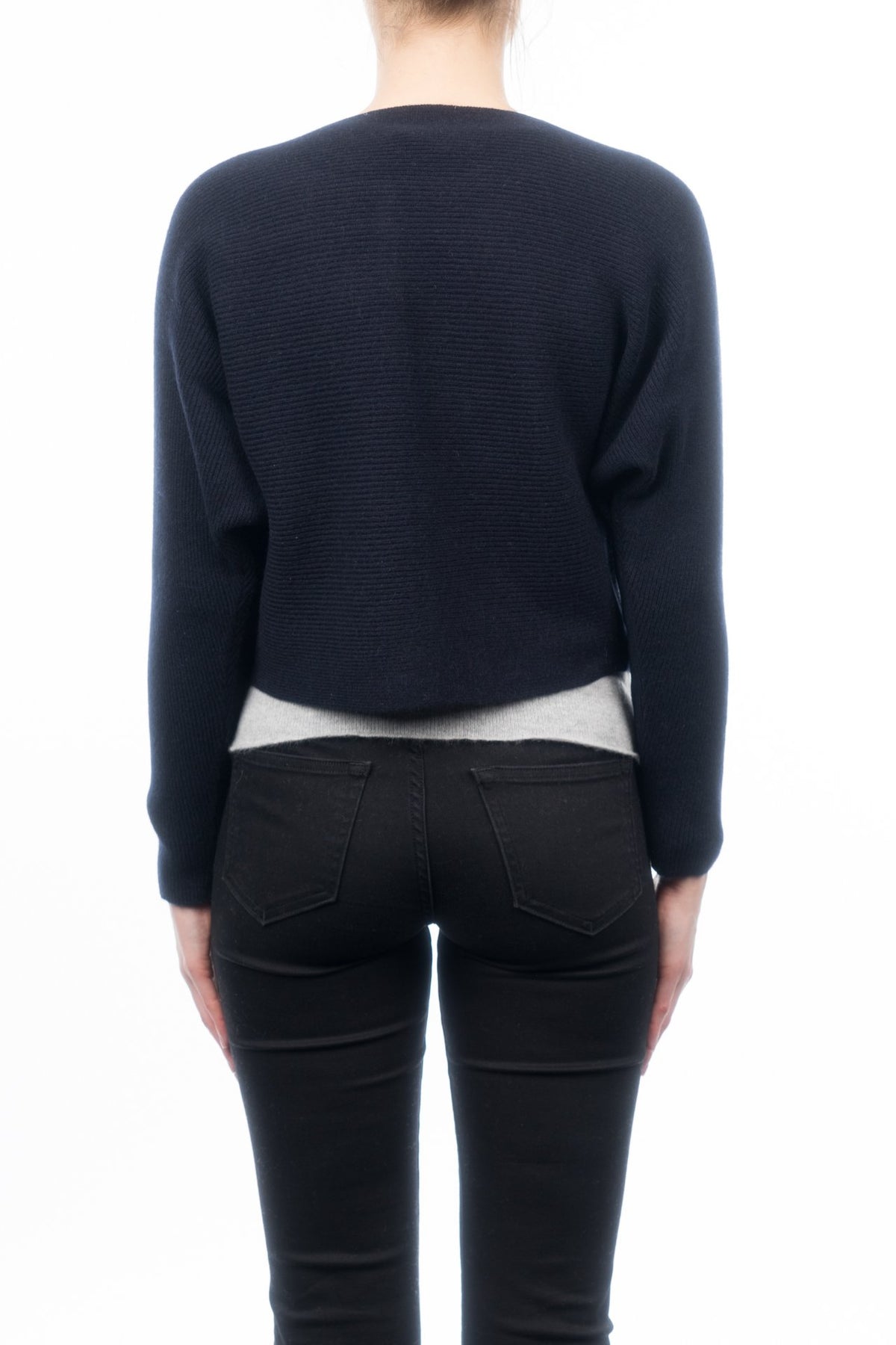 Blue Women's 100% Cashmere Cropped Cardigan, view 3