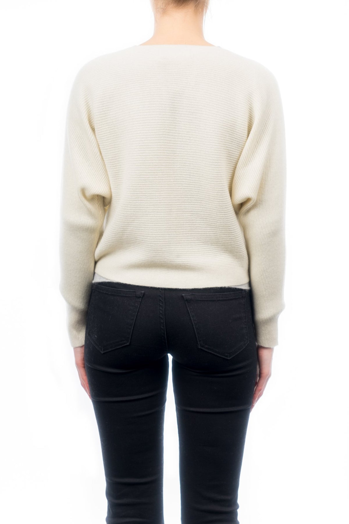Cream Women's 100% Cashmere Cropped Cardigan, view 3