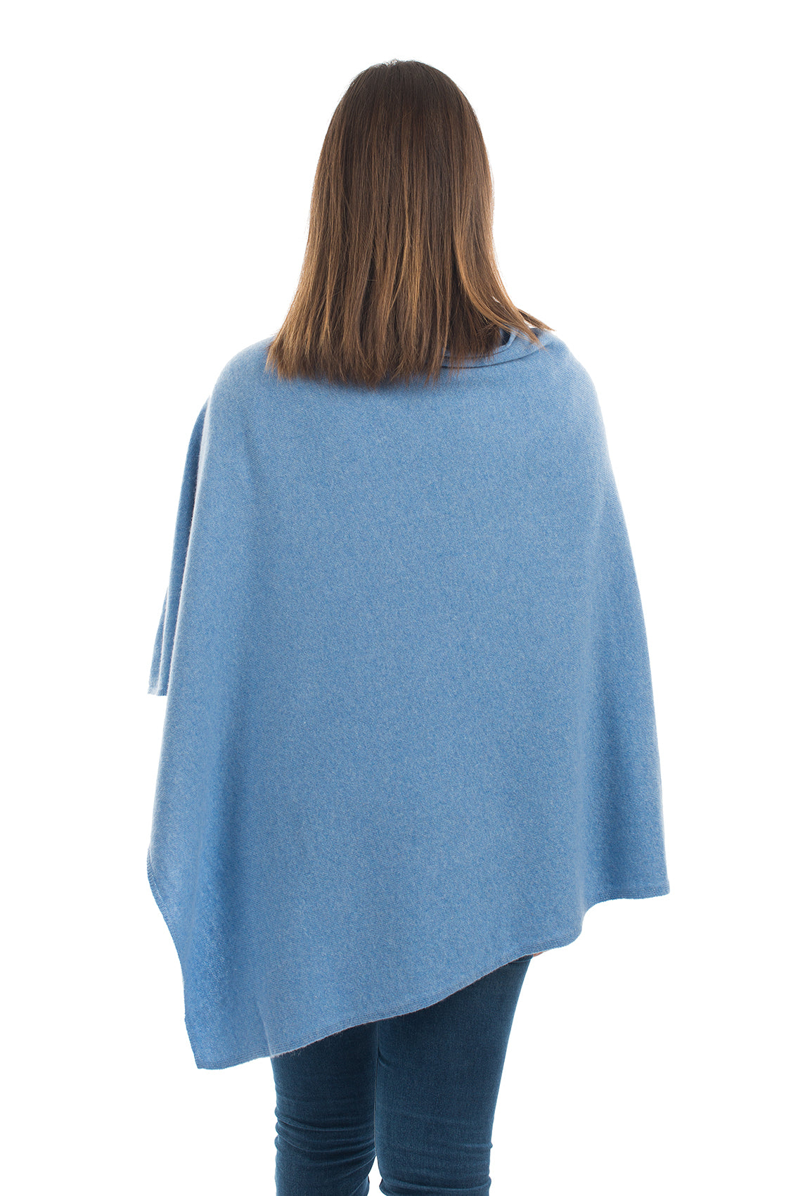 Light Blue Cashmere Blend Poncho, view 3