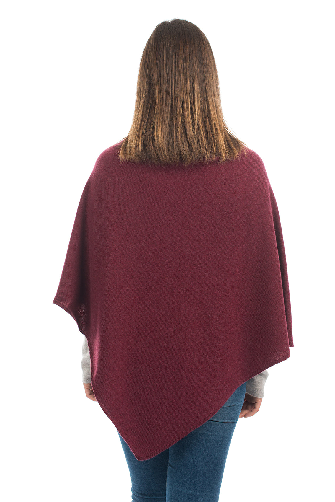 Burgundy Cashmere Blend Poncho, view 3