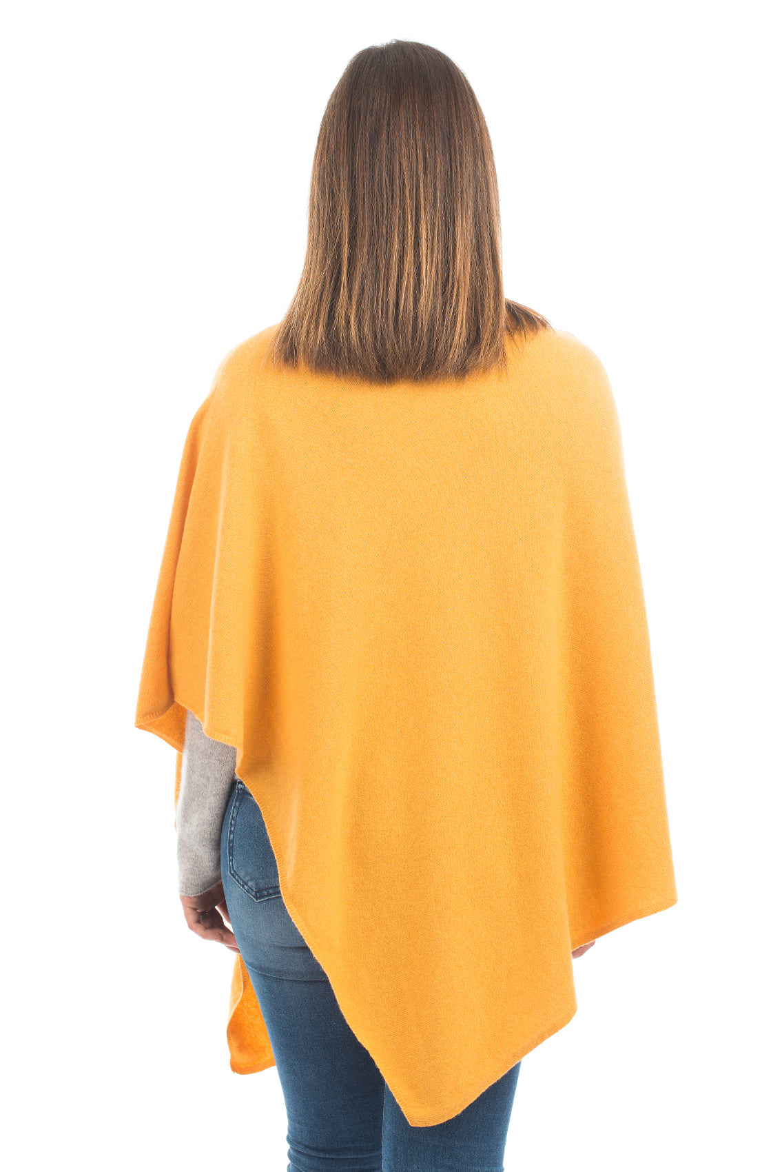 Yellow Cashmere Blend Poncho, view 2