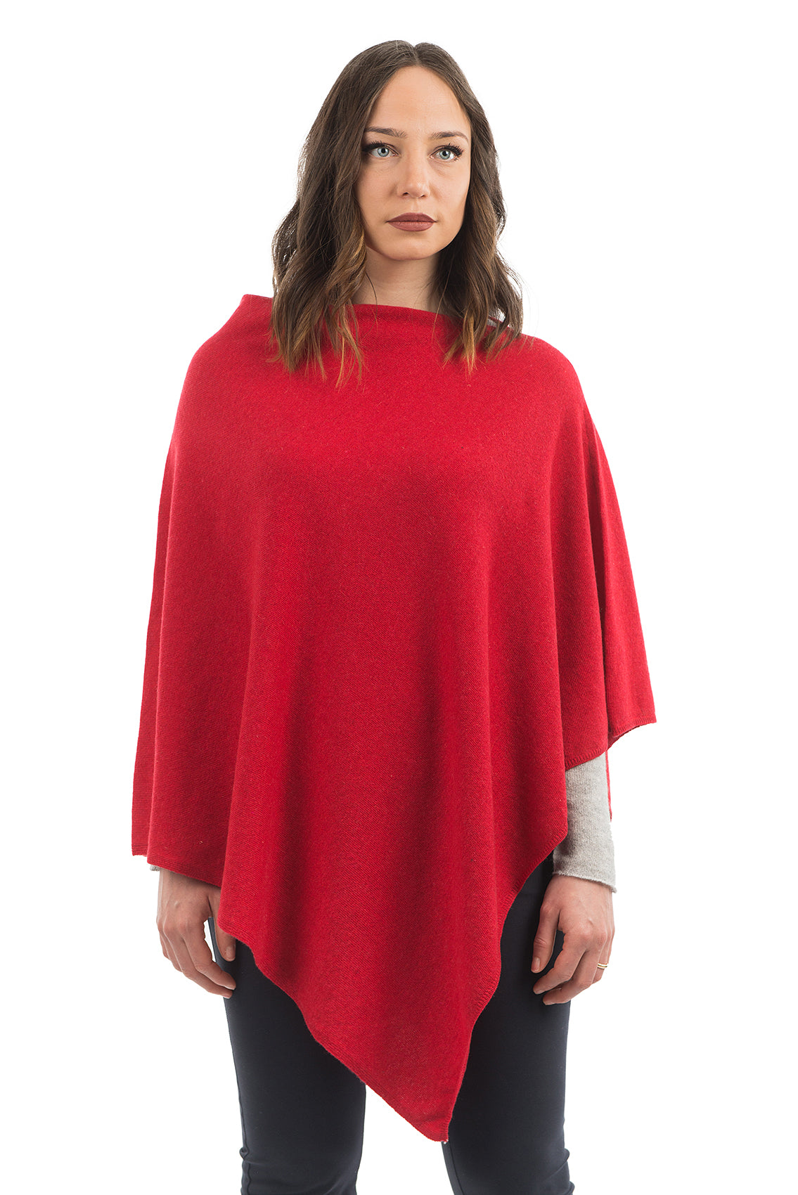 Red Cashmere Blend Poncho
