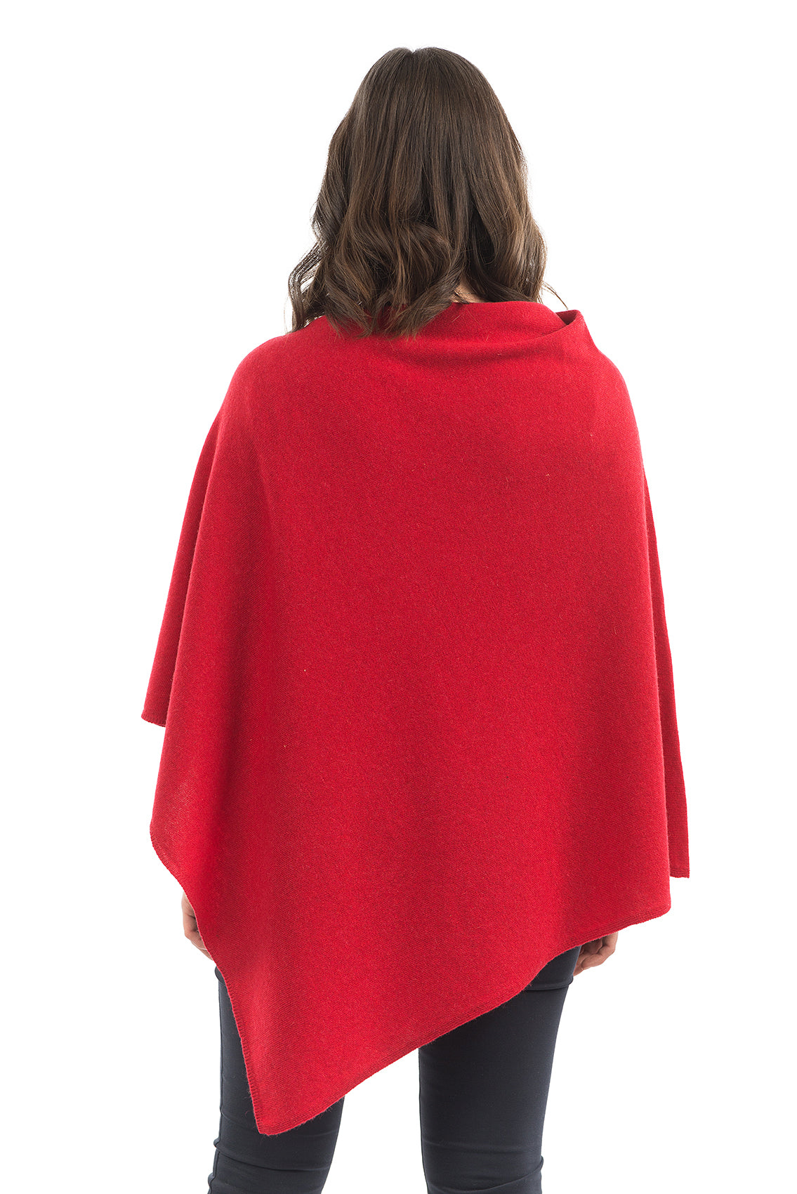 Red Cashmere Blend Poncho, view 3