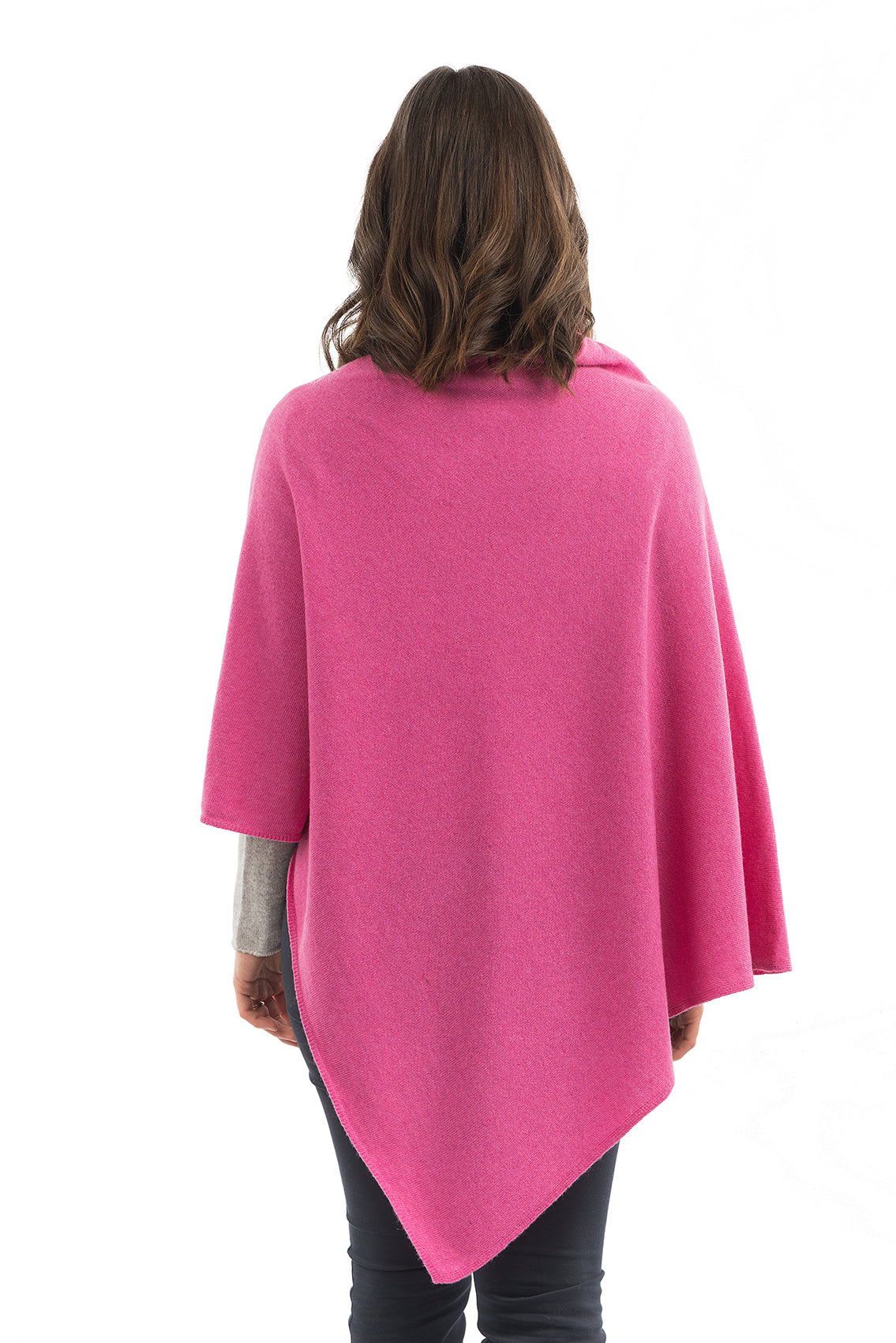 Fuchsia Cashmere Blend Poncho, view 3
