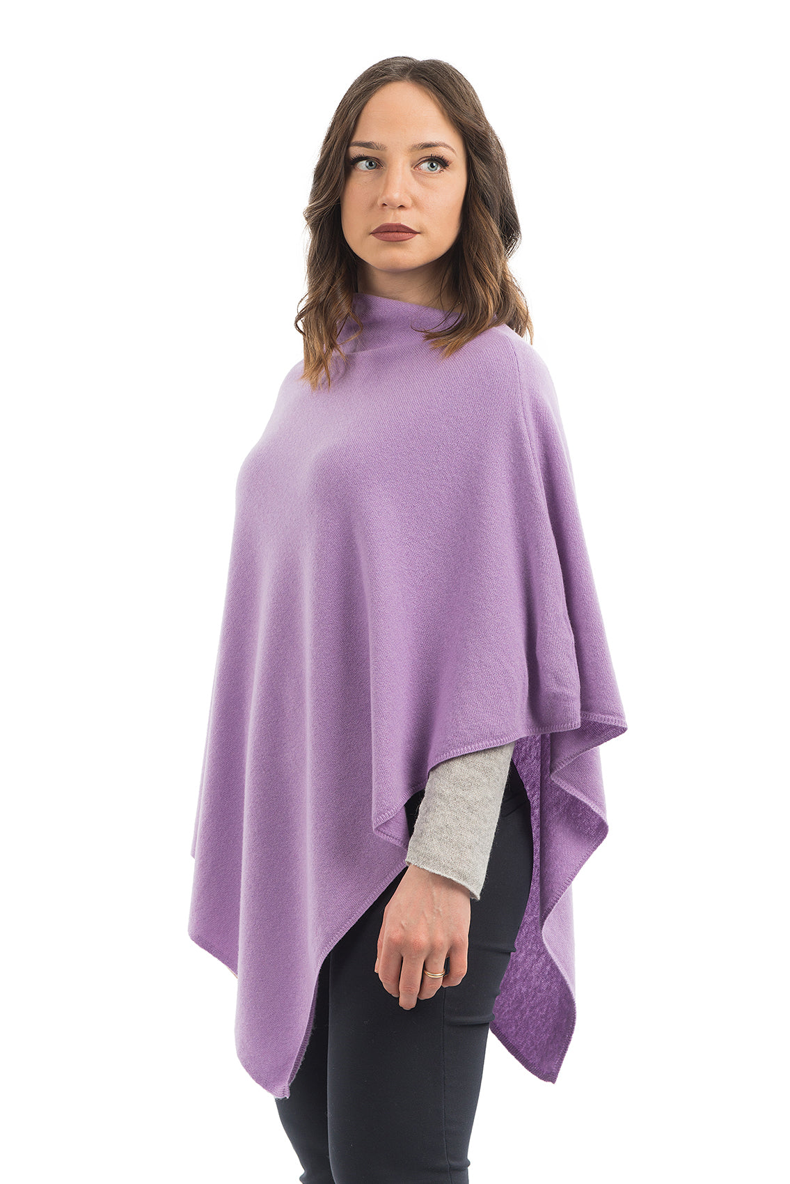 Lilac Cashmere Blend Poncho, view 2