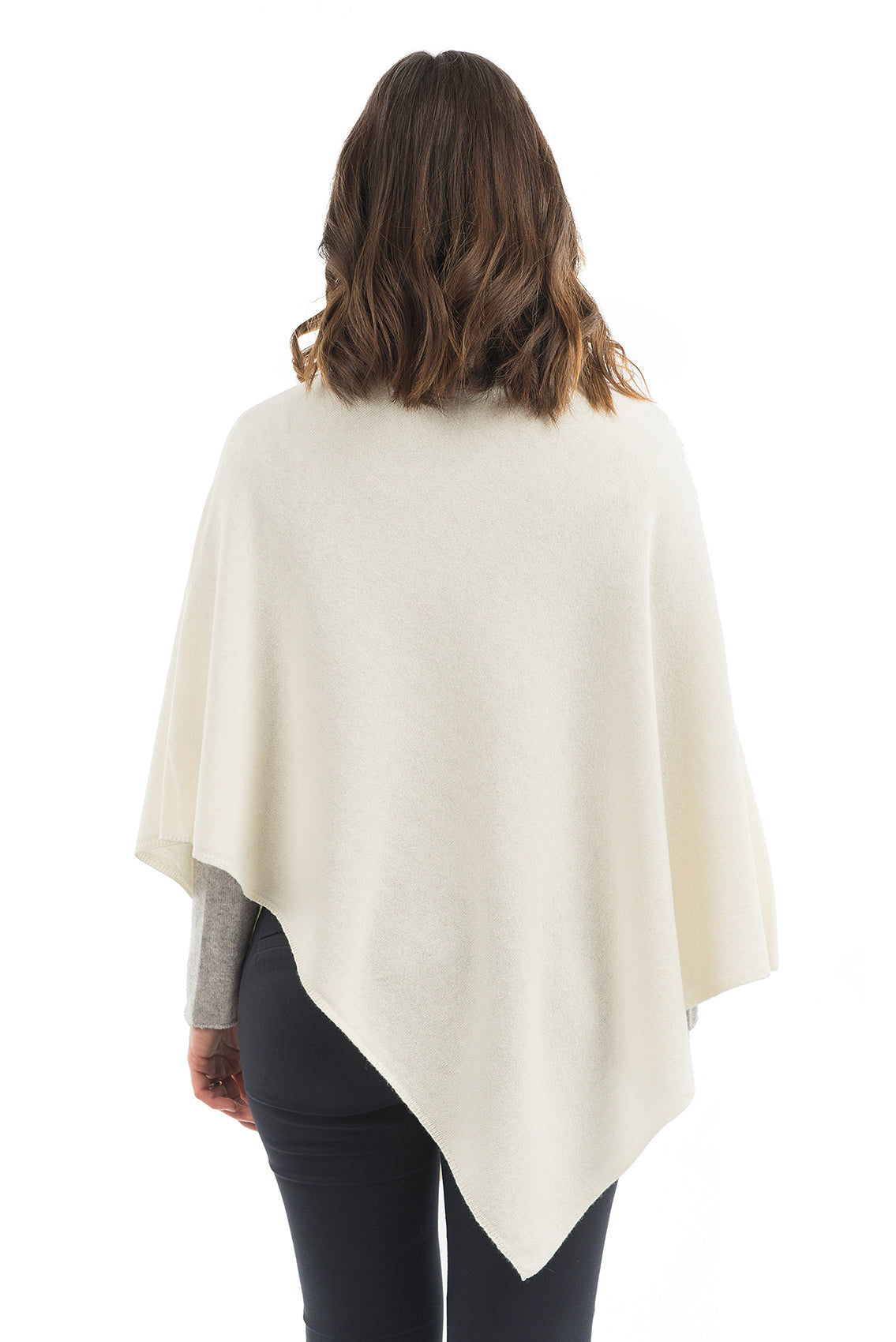 Cream Cashmere Blend Poncho, view 3