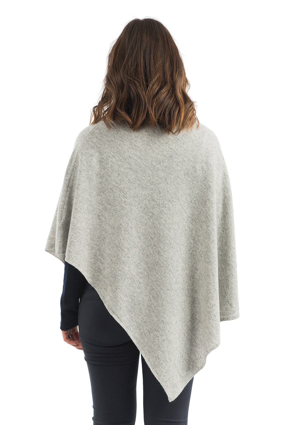 Gray Cashmere Blend Poncho, view 3