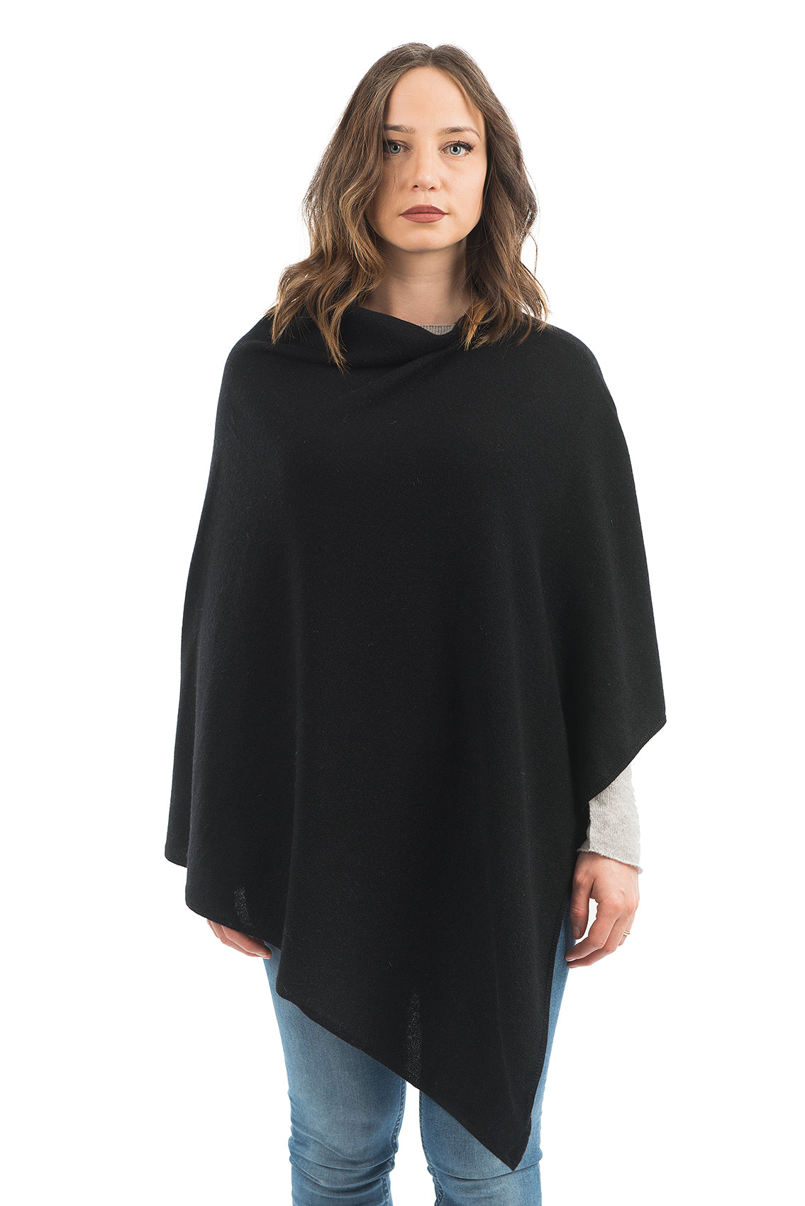 Black Cashmere Blend Poncho
