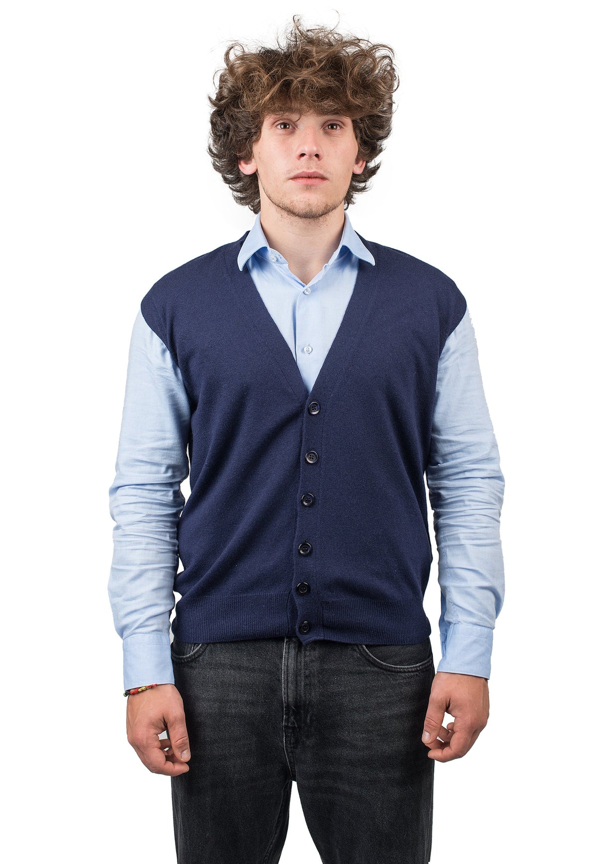 Blue Men's Cashmere Blend Sweater Vest