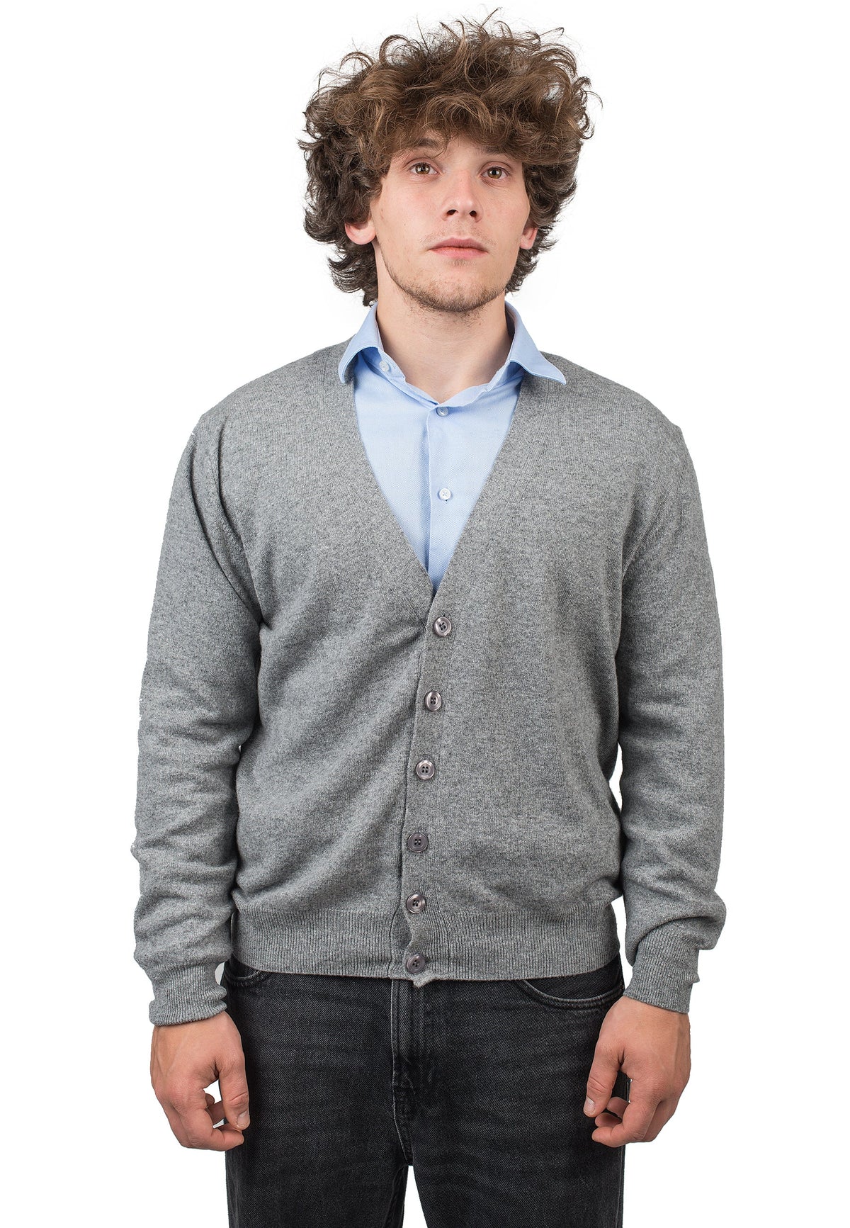 Gray Men's Cashmere Blend Cardigan