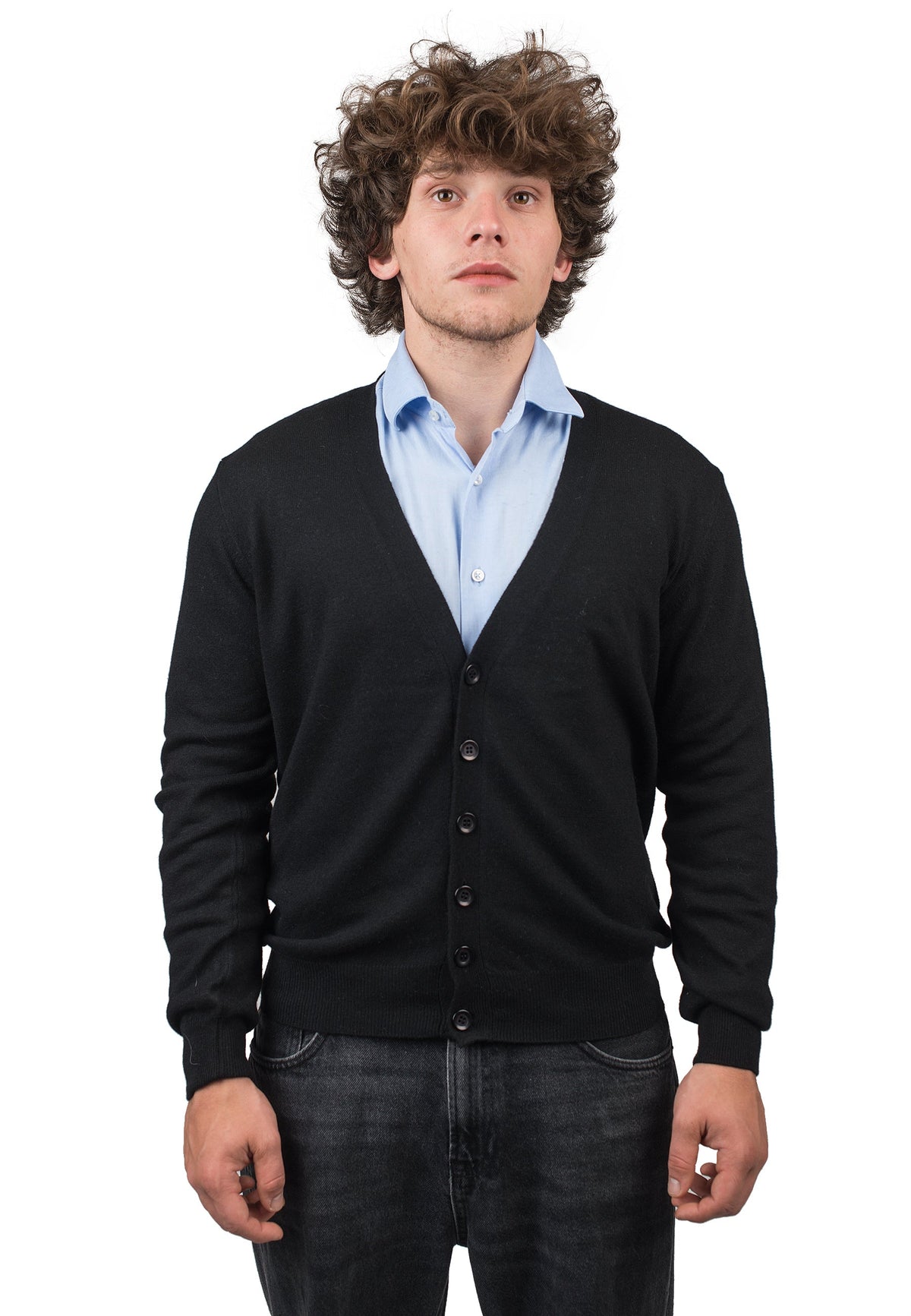Black Men's Cashmere Blend Cardigan