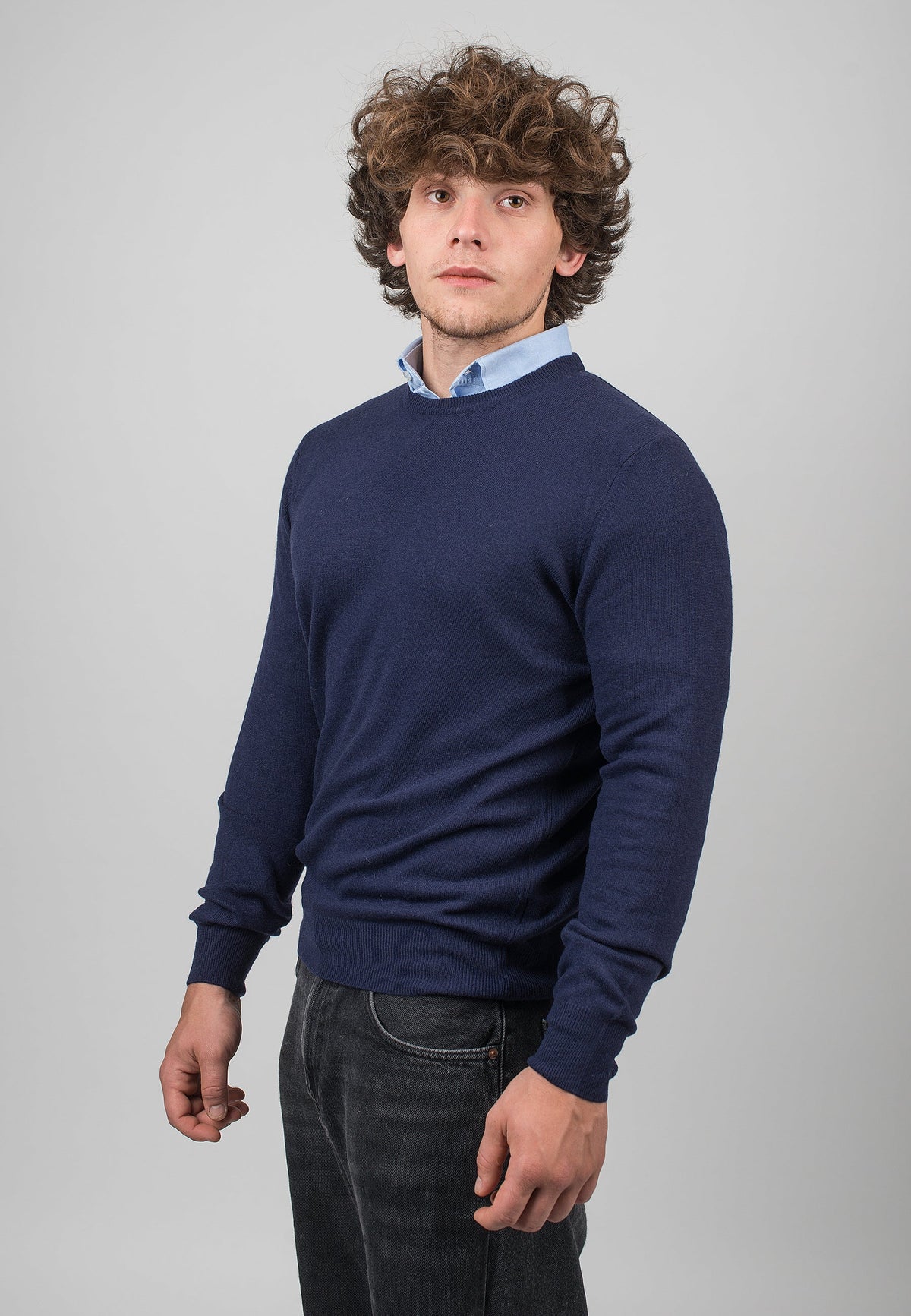 Blue Men's Cashmere Blend Crewneck, view 2